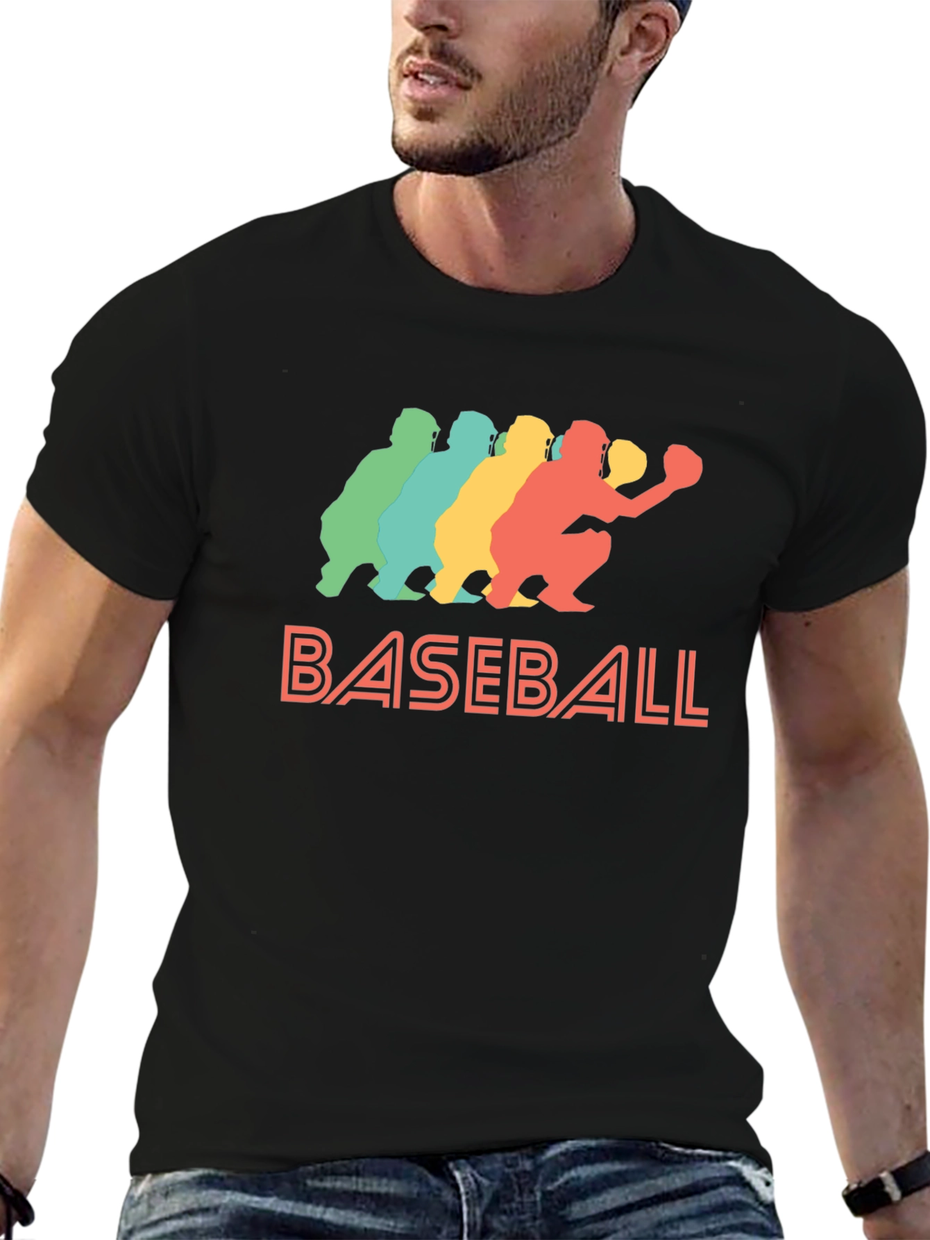 Retro Baseball Catcher Graphic Tee