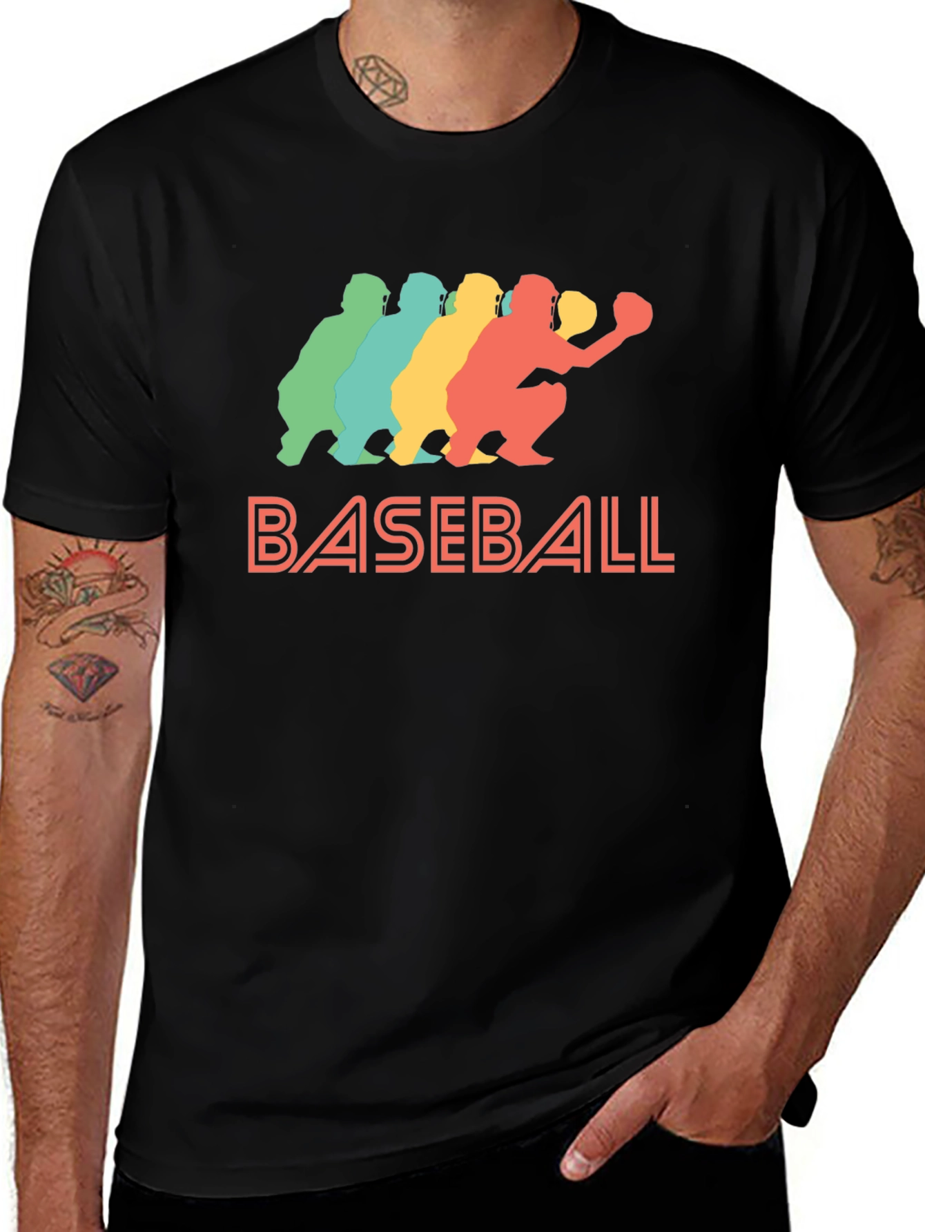 Retro Baseball Catcher Graphic Tee
