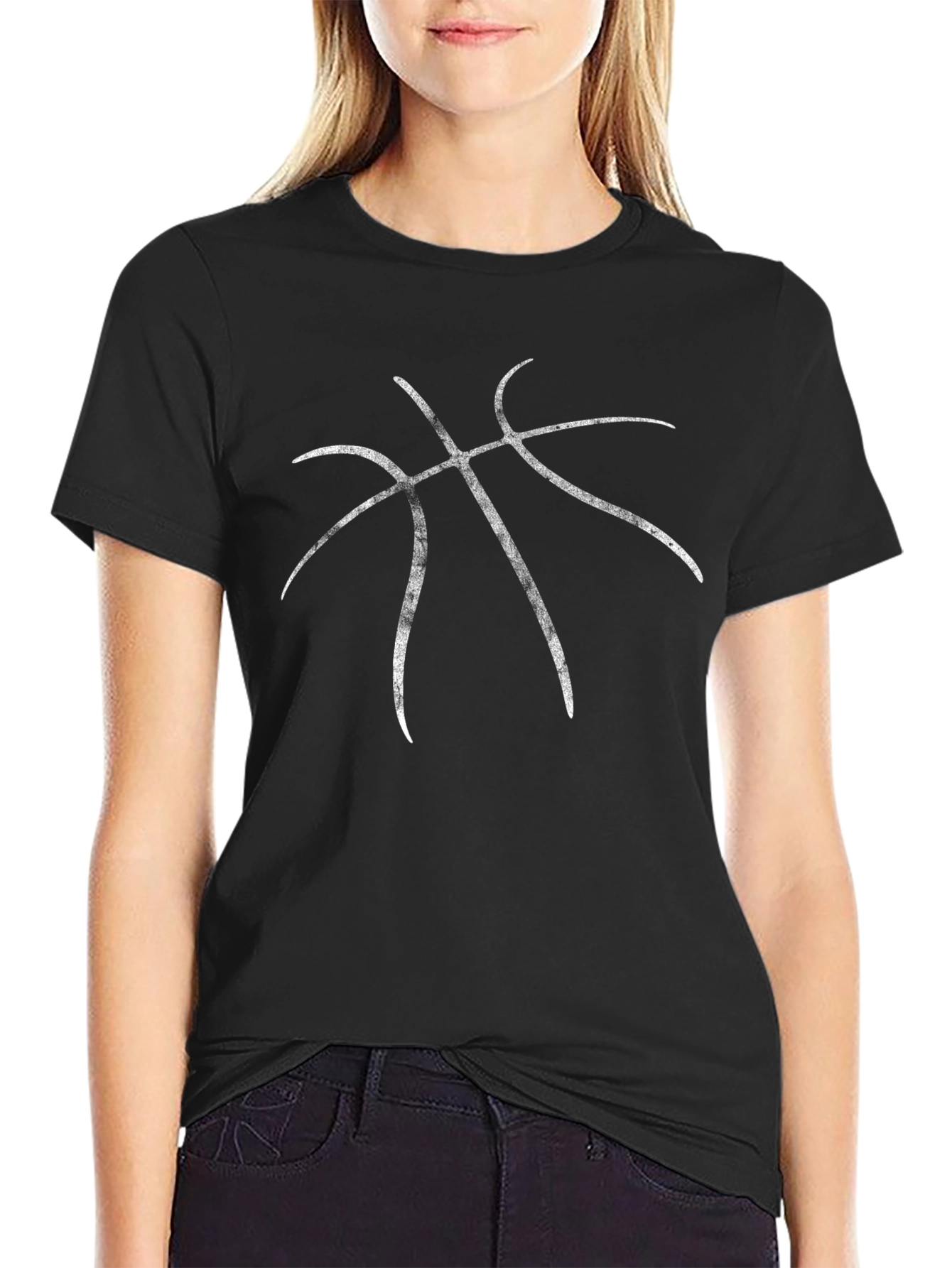 Basketball Graphic Tee - Black Crew Neck