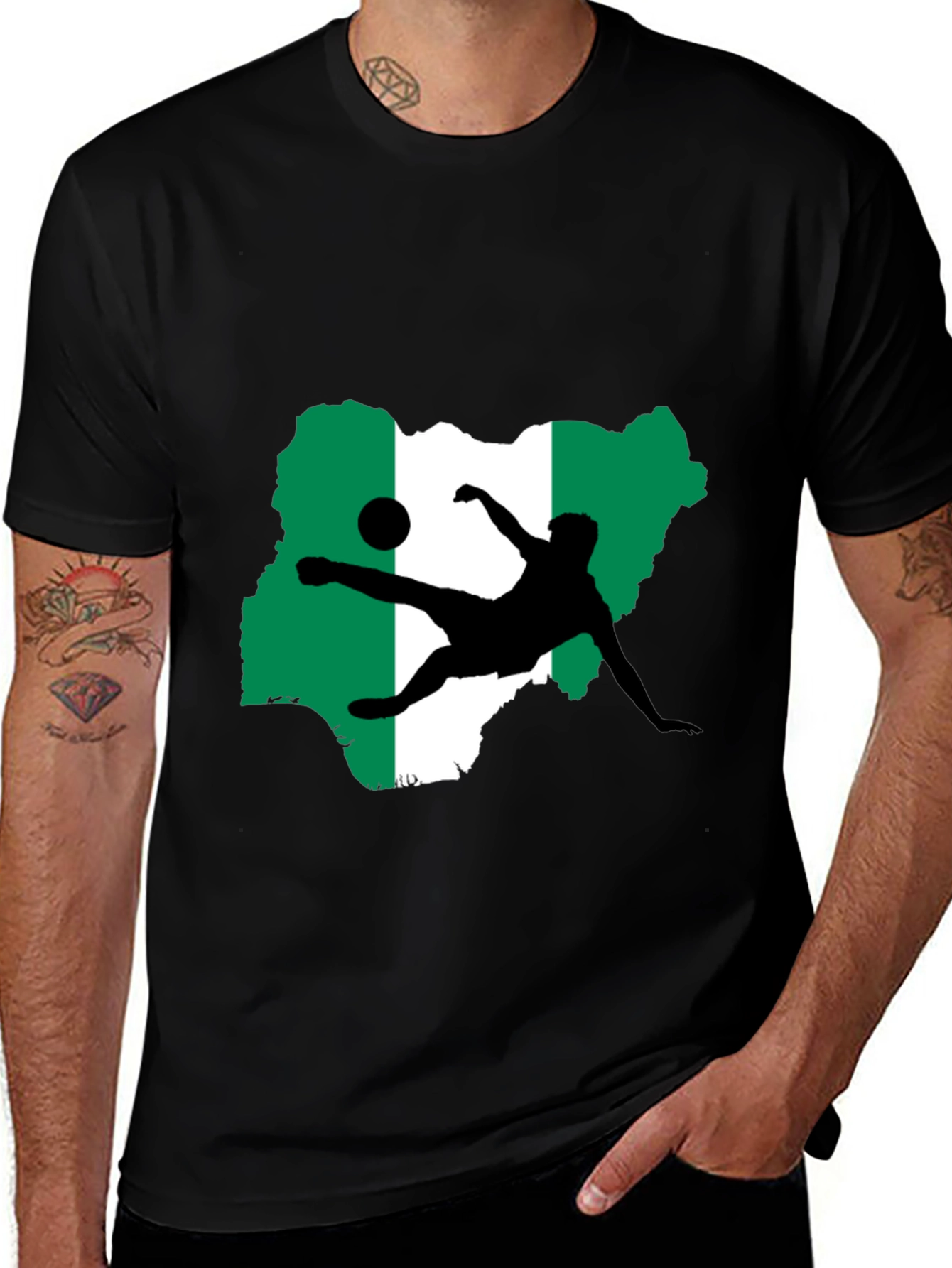 Nigeria Soccer Graphic Tee - Black