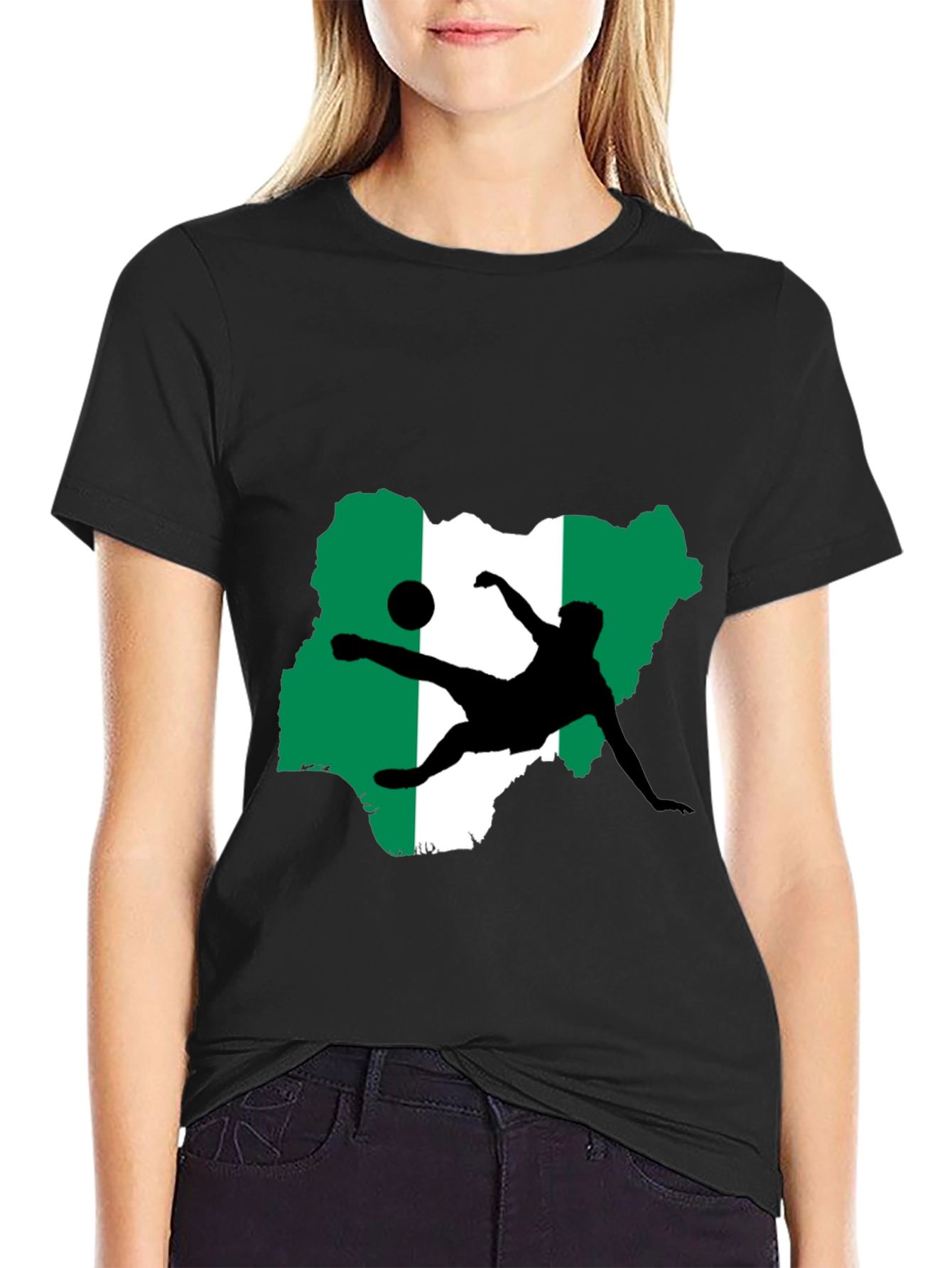 Nigeria Soccer Graphic Tee - Black