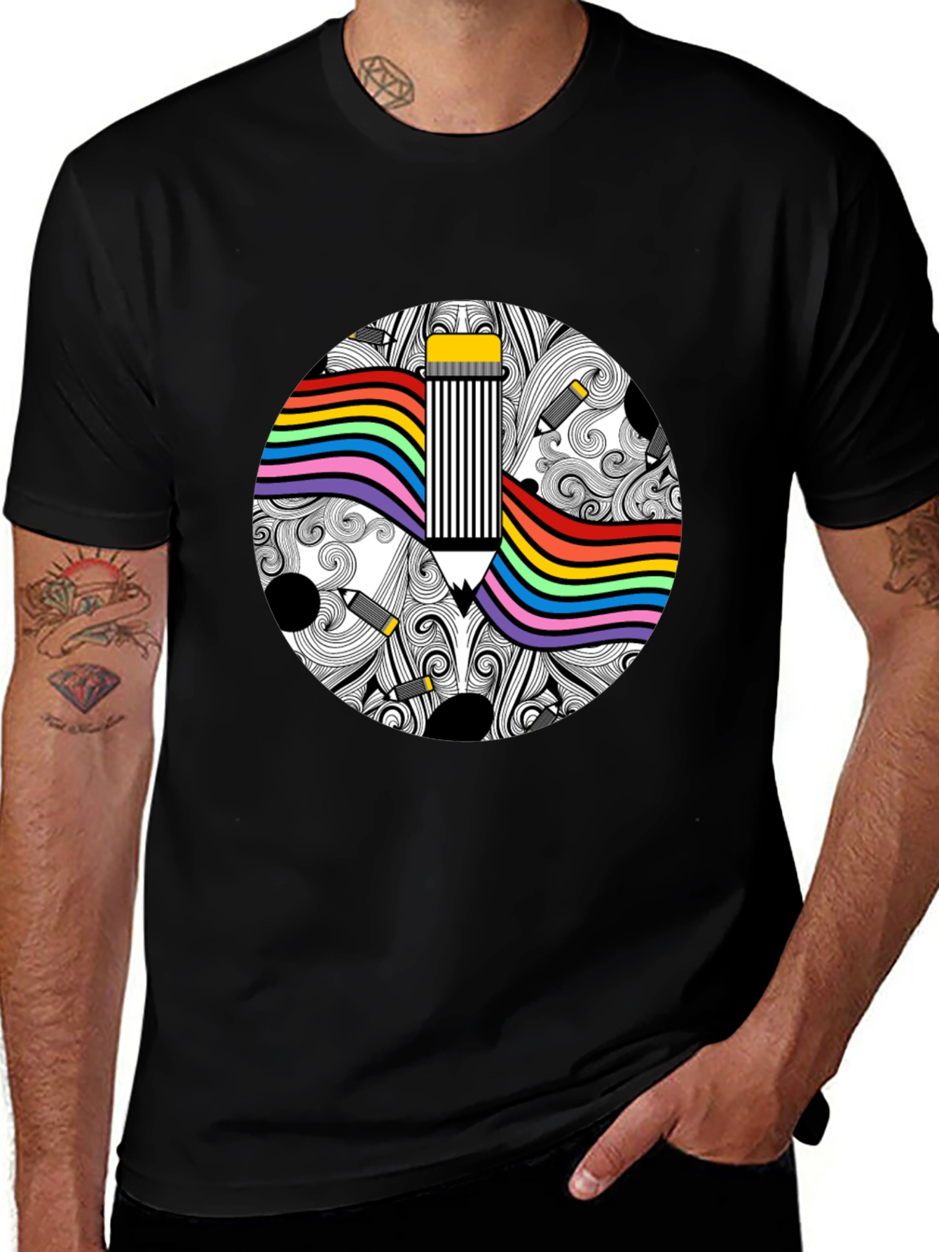 Rainbow Pride Pencil Graphic Tee - Unisex
