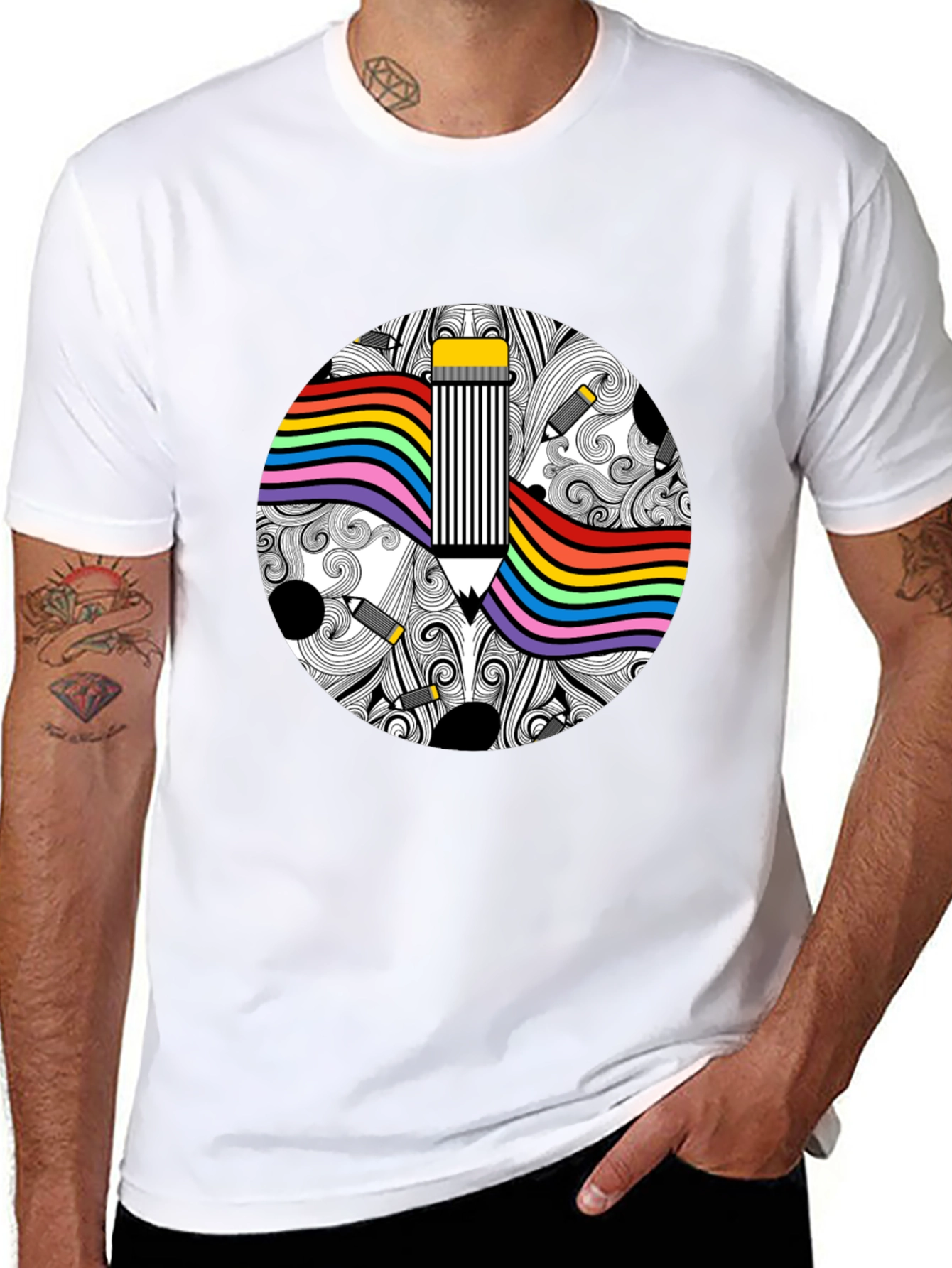 Rainbow Pride Pencil Graphic Tee - Unisex