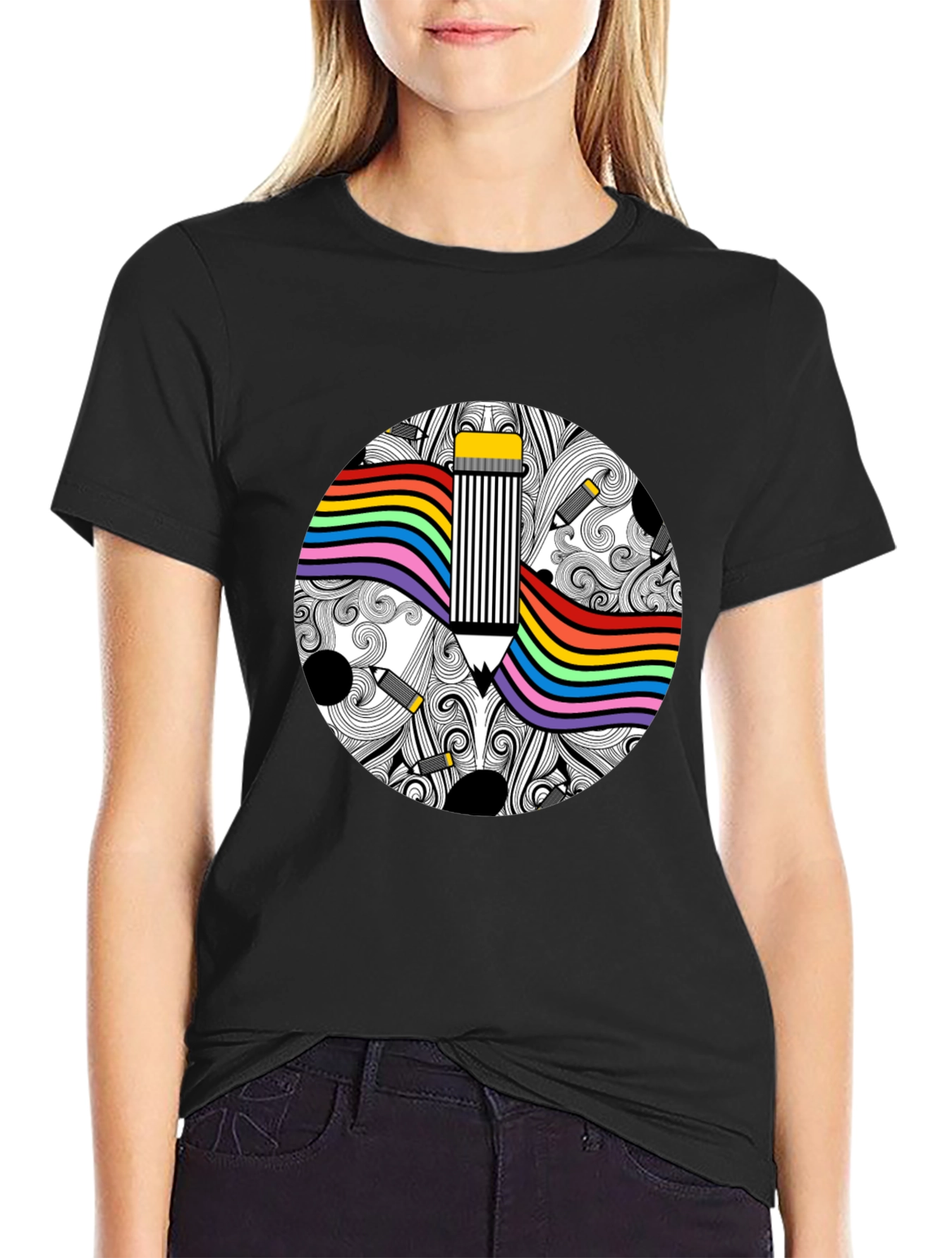Rainbow Pride Pencil Graphic Tee - Unisex
