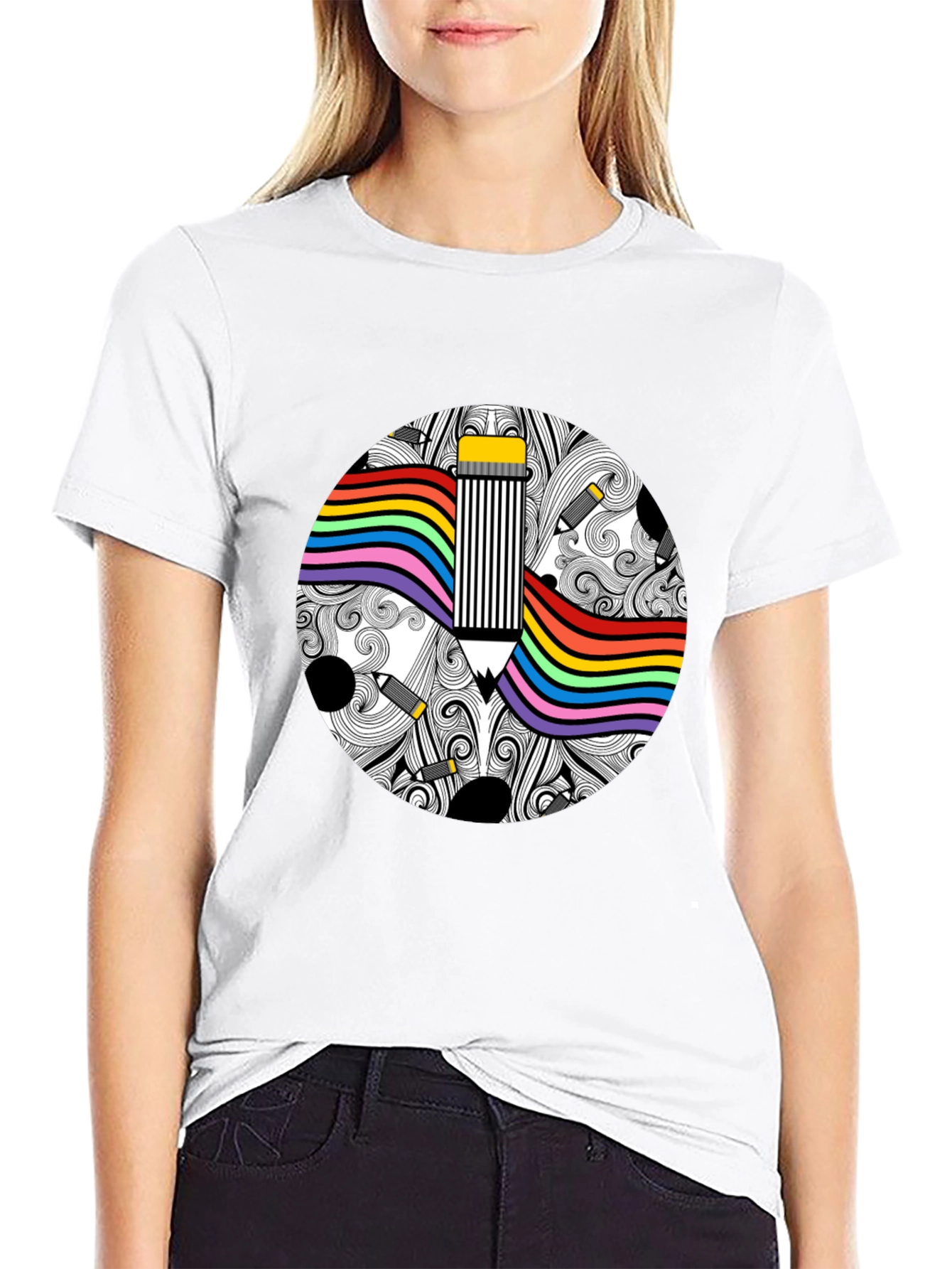 Rainbow Pride Pencil Graphic Tee - Unisex