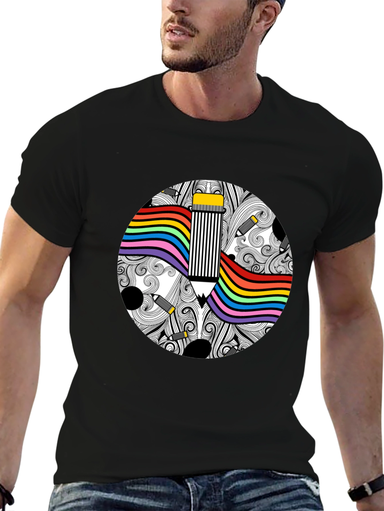 Rainbow Pride Pencil Graphic Tee - Unisex