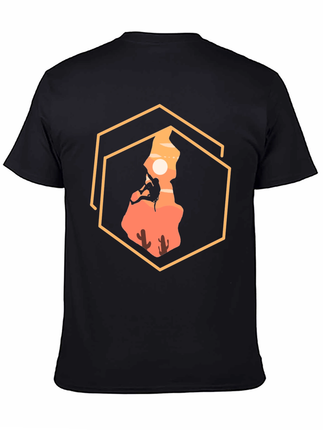Climbing Desert Graphic Tee - Black Cotton