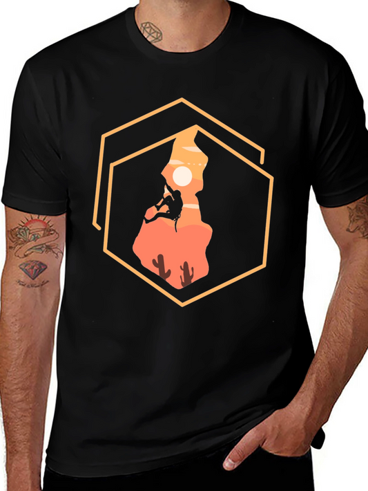 Climbing Desert Graphic Tee - Black Cotton