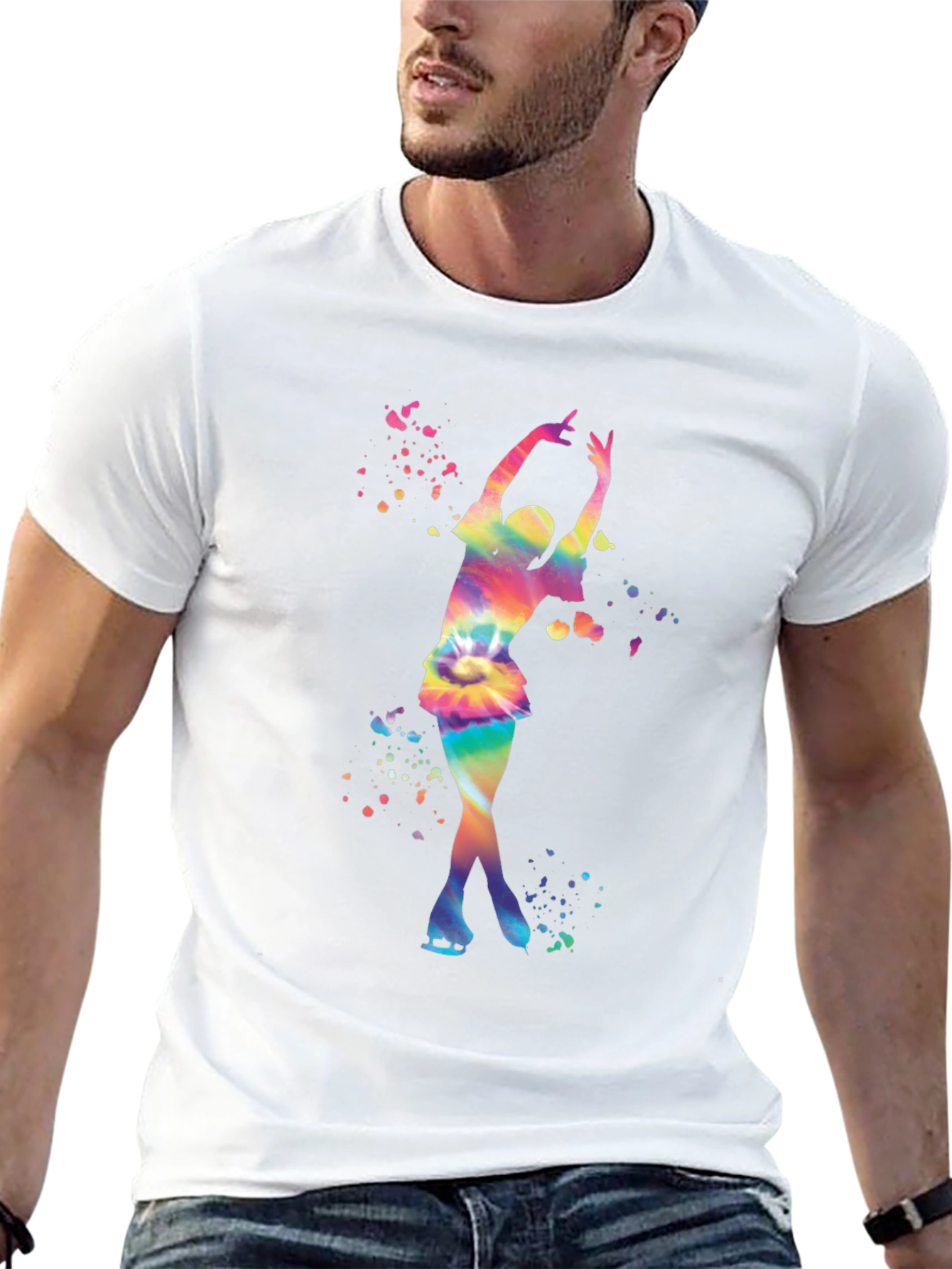 Rainbow Tie Dye Ice Skater Graphic T-Shirt