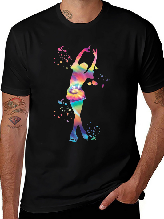 Rainbow Tie Dye Ice Skater Graphic T-Shirt