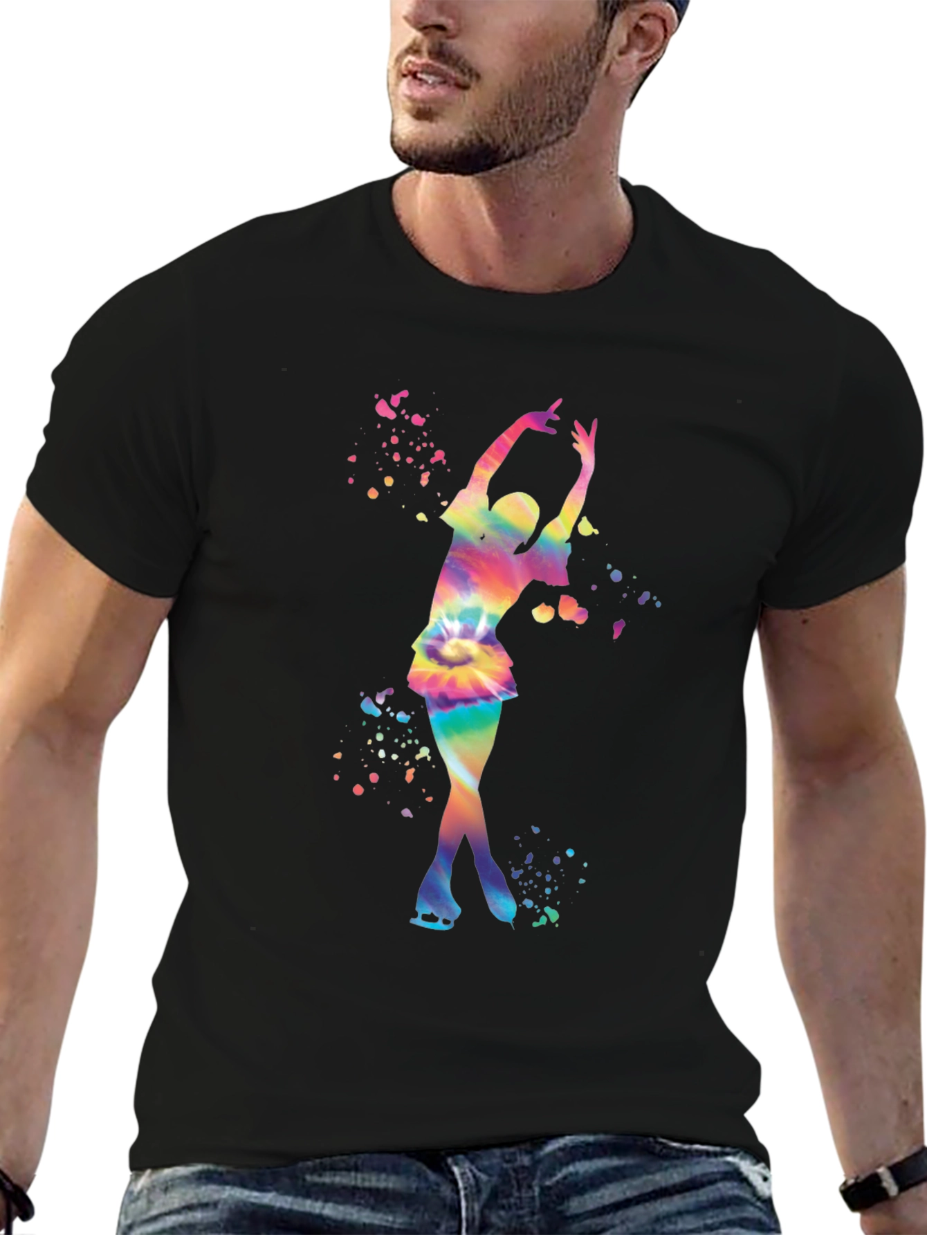 Rainbow Tie Dye Ice Skater Graphic T-Shirt