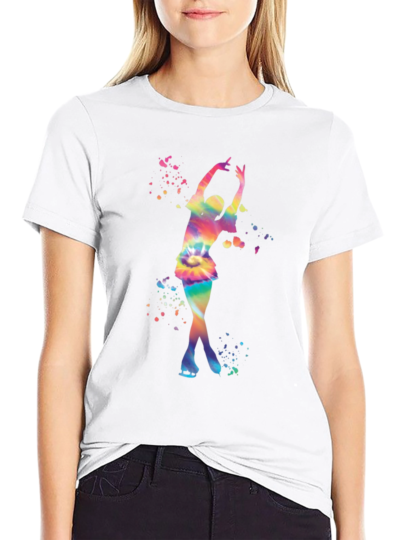 Rainbow Tie Dye Ice Skater Graphic T-Shirt