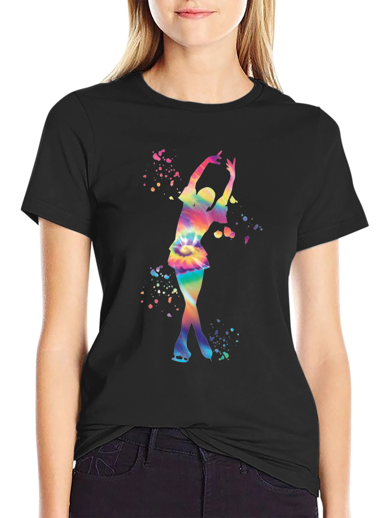 Rainbow Tie Dye Ice Skater Graphic T-Shirt