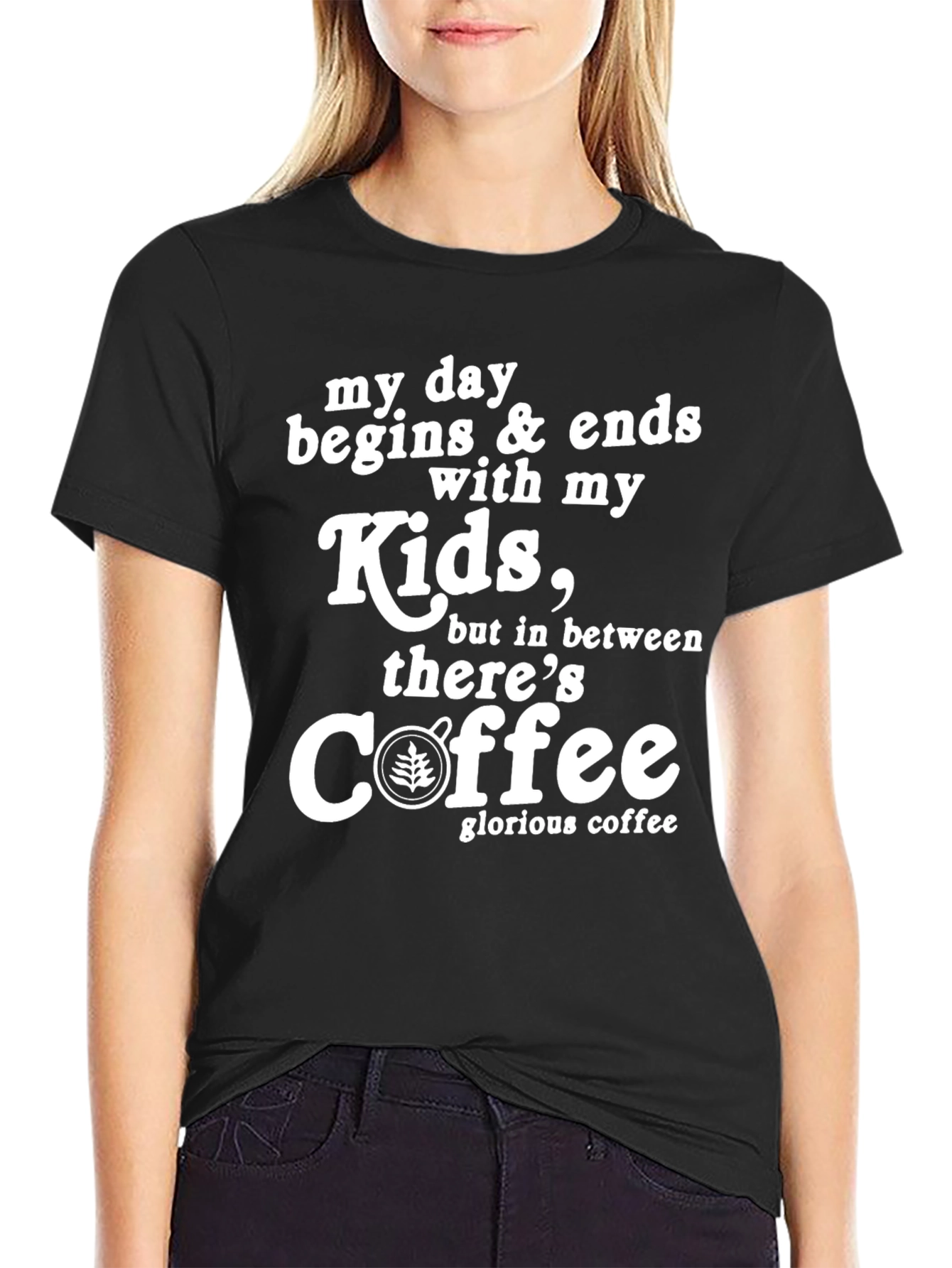 My Day Begins & Ends With Kids Coffee T-Shirt