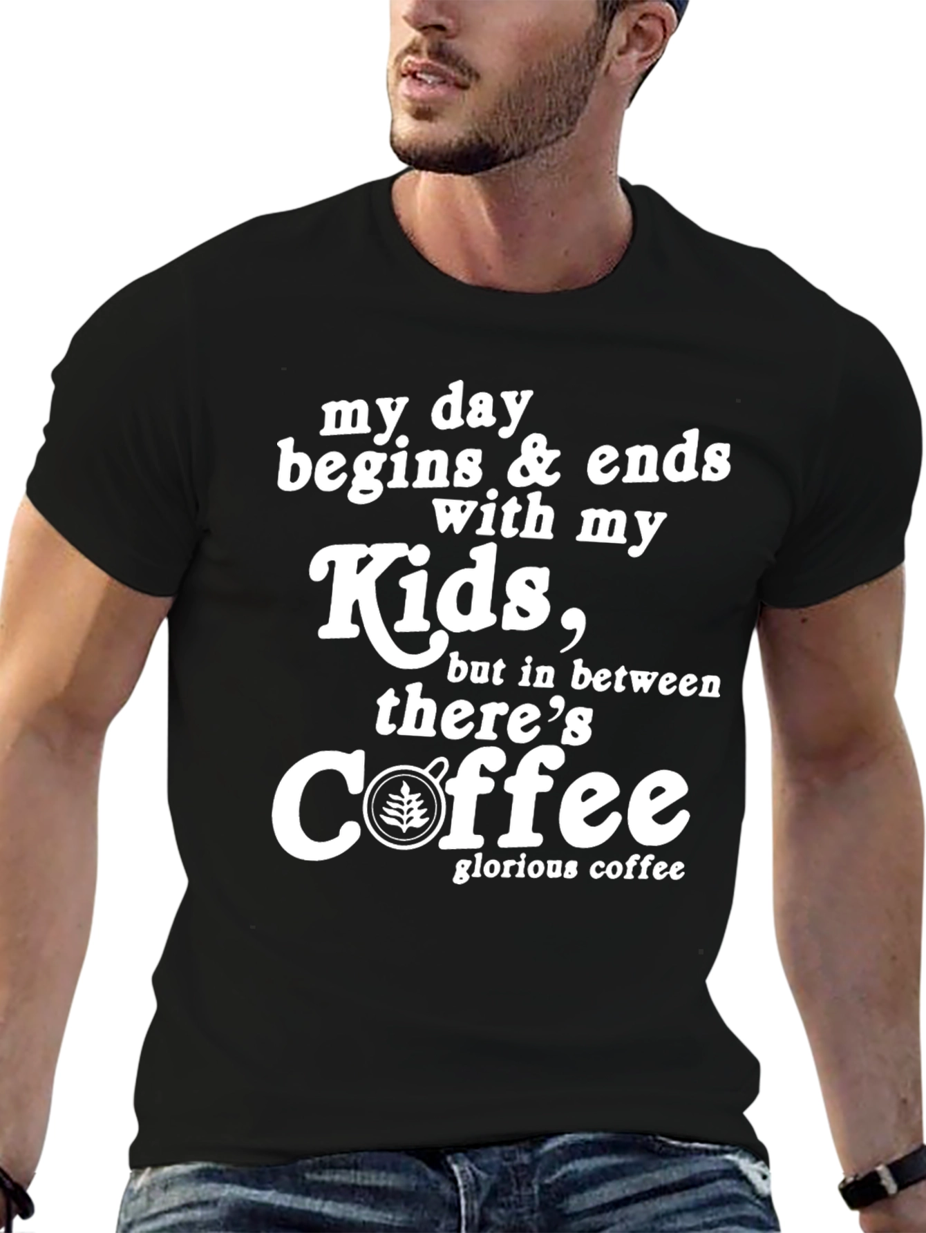 My Day Begins & Ends With Kids Coffee T-Shirt