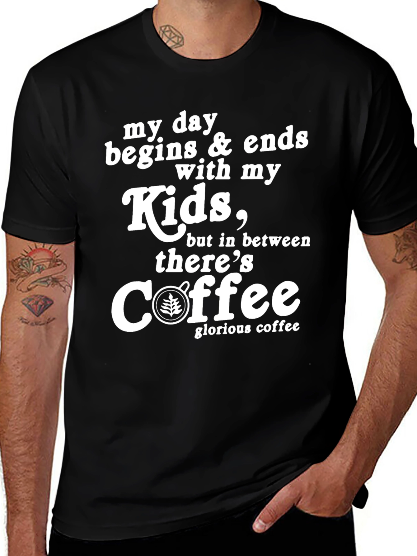 My Day Begins & Ends With Kids Coffee T-Shirt