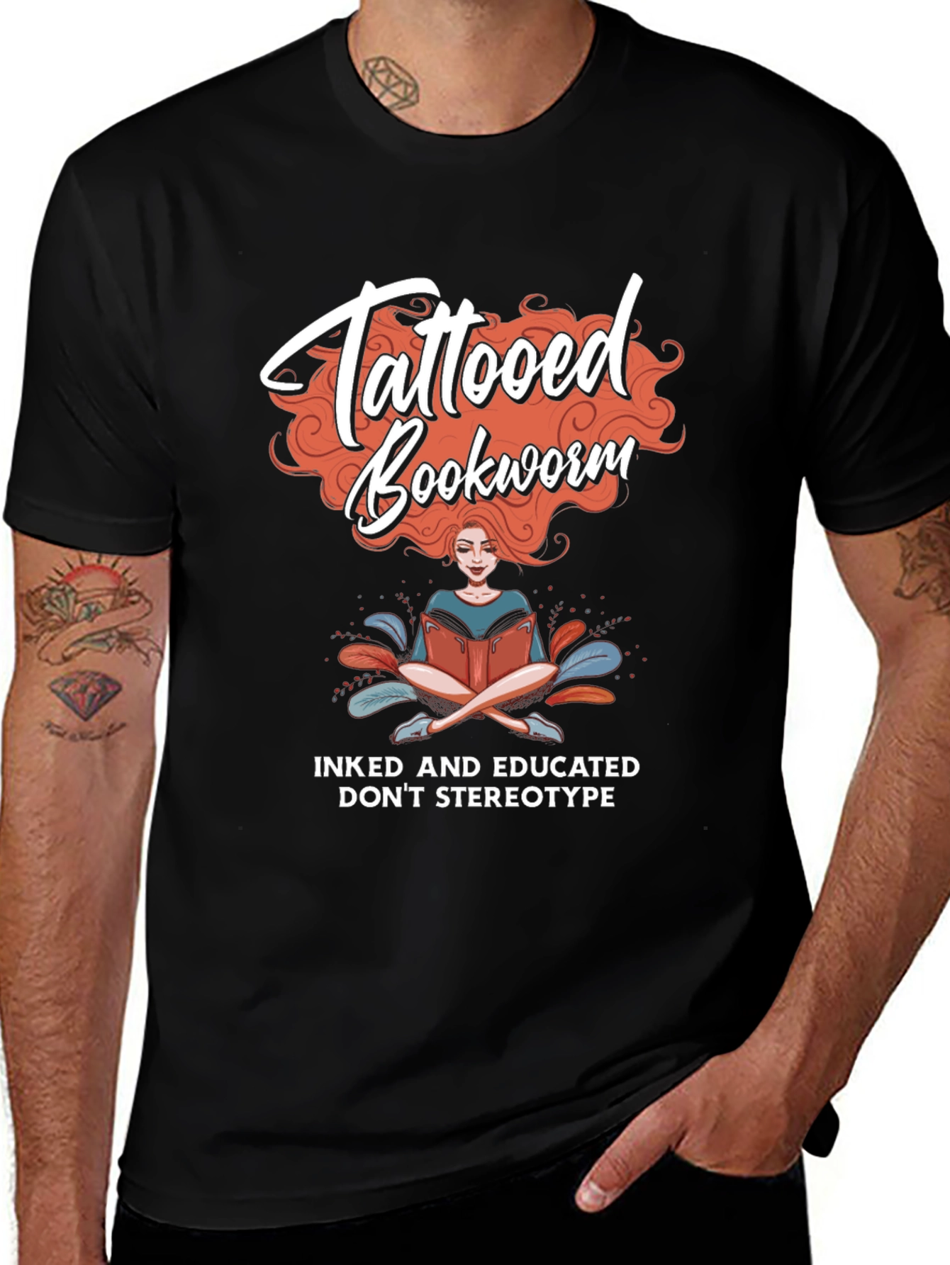 Tattooed Bookworm Graphic Tee - Inked & Educated