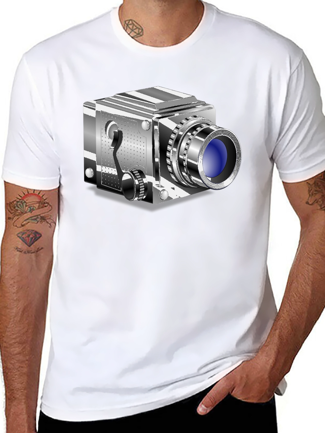 Retro Camera Graphic Tee - Cool Black T-Shirt