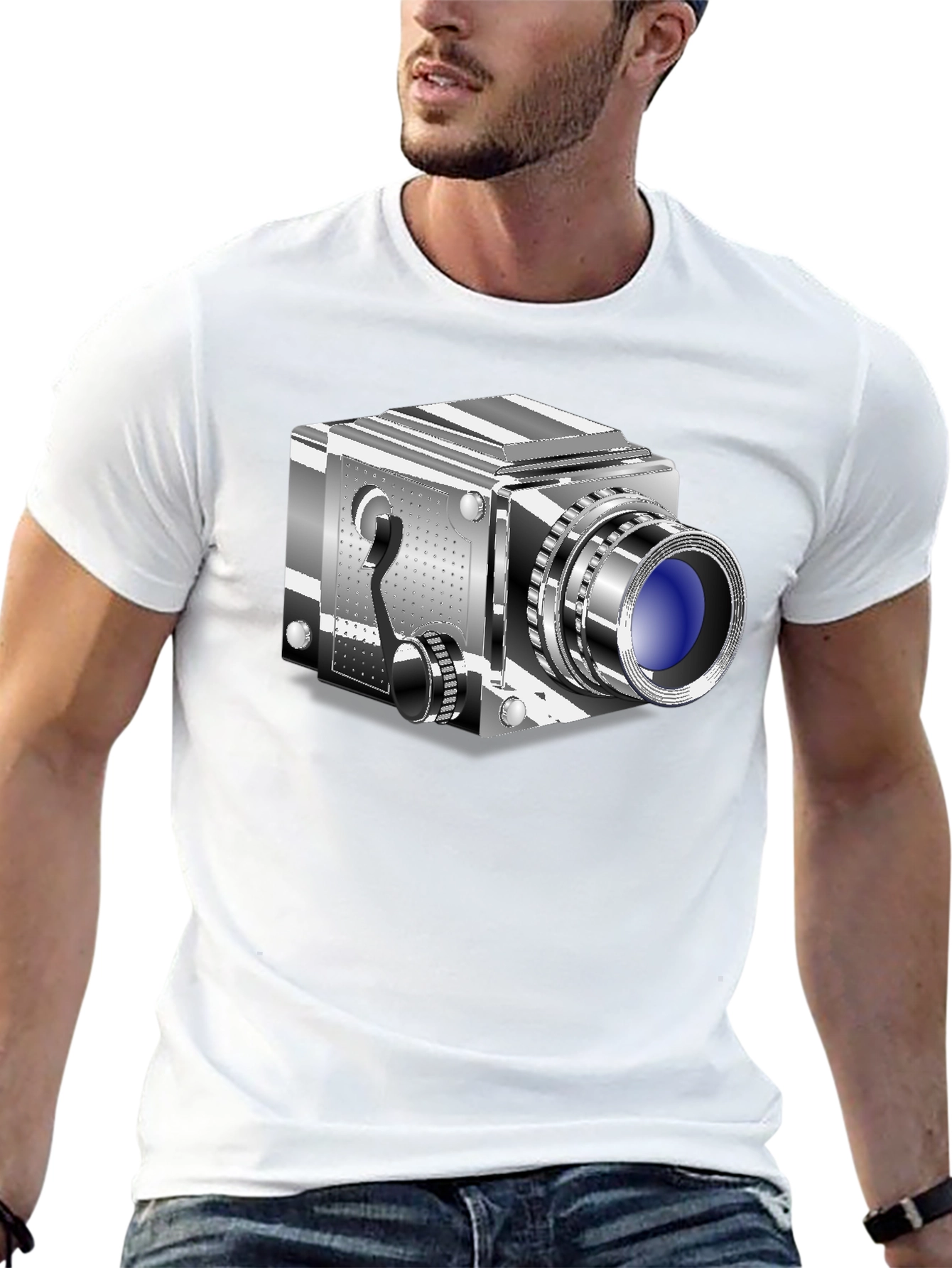 Retro Camera Graphic Tee - Cool Black T-Shirt