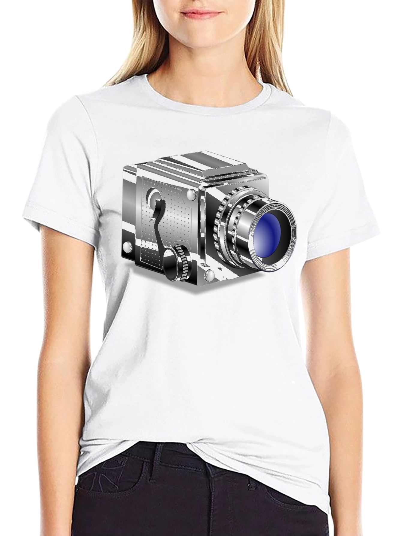 Retro Camera Graphic Tee - Cool Black T-Shirt