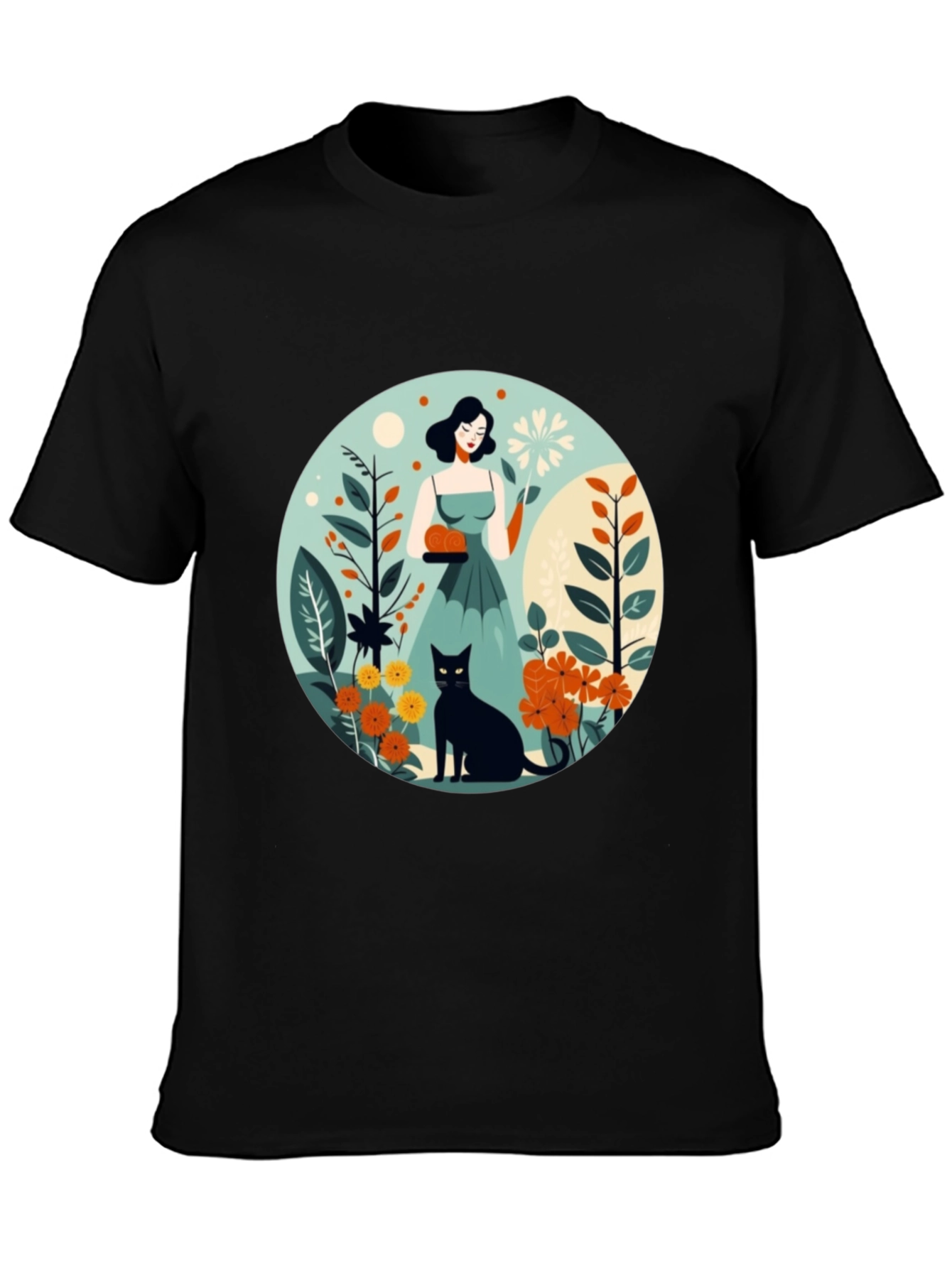Artistic Garden Cat T-Shirt