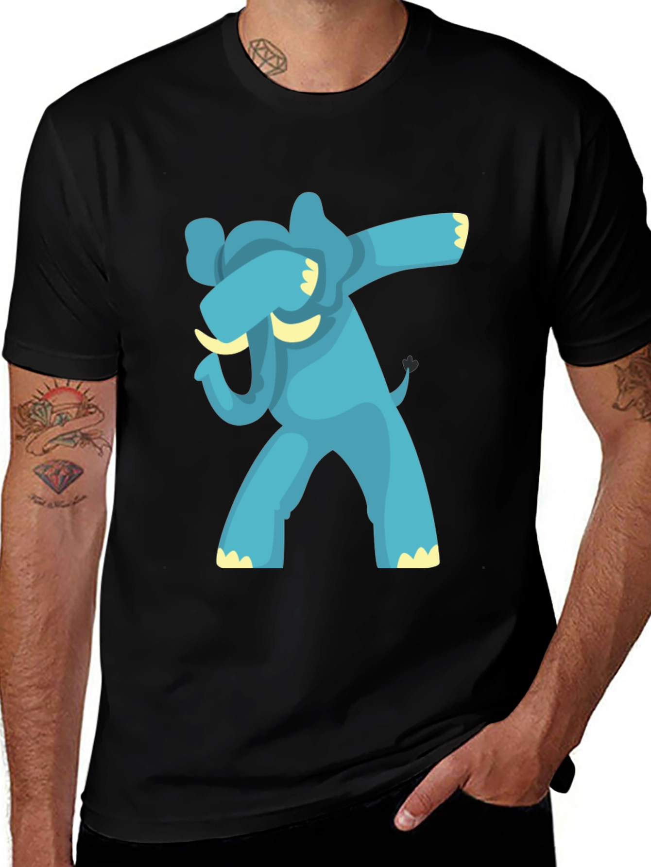 Dabbing Elephant Graphic Tee - Black