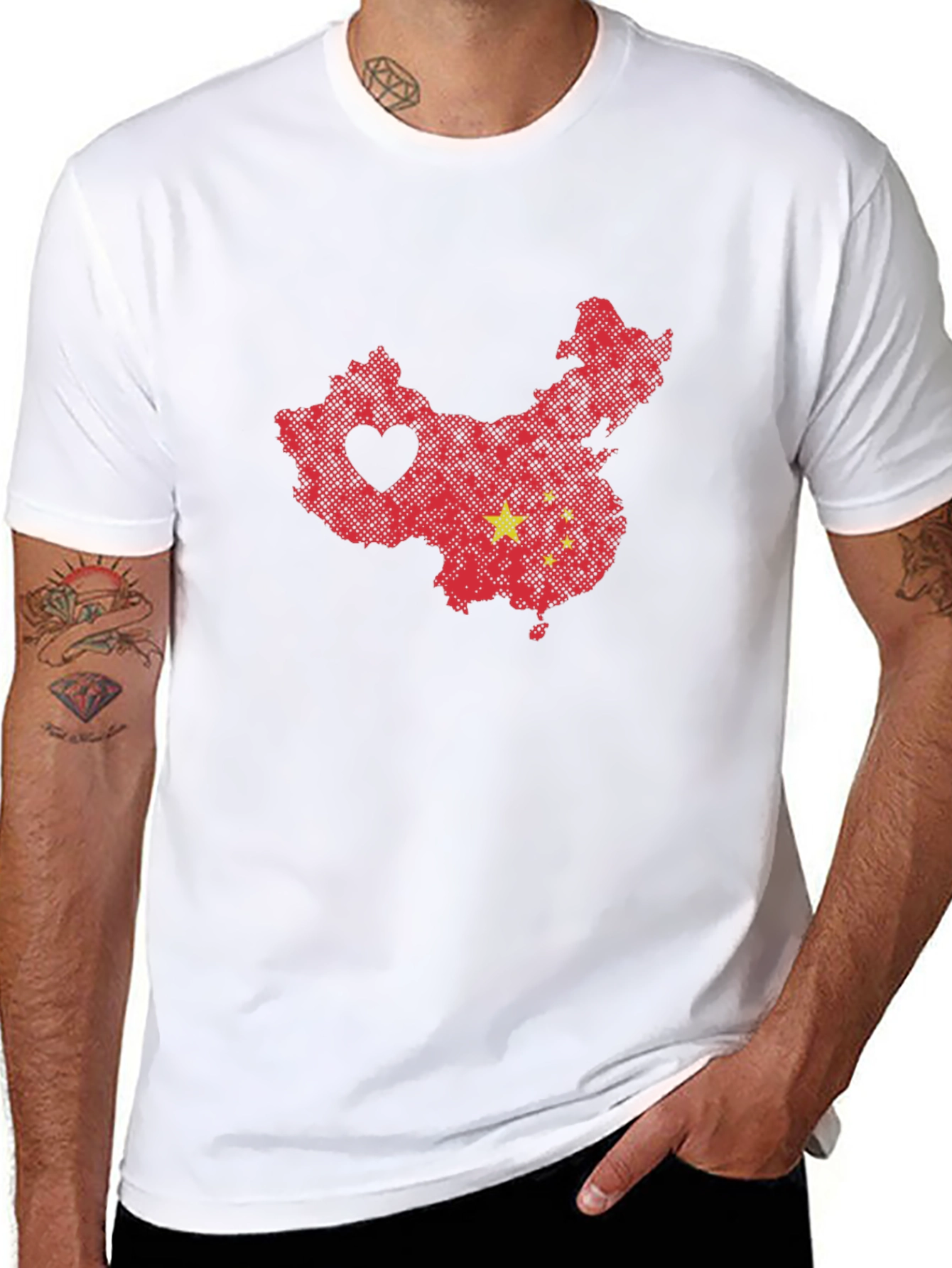 China Map Heart Graphic Tee - Novelty T-Shirt