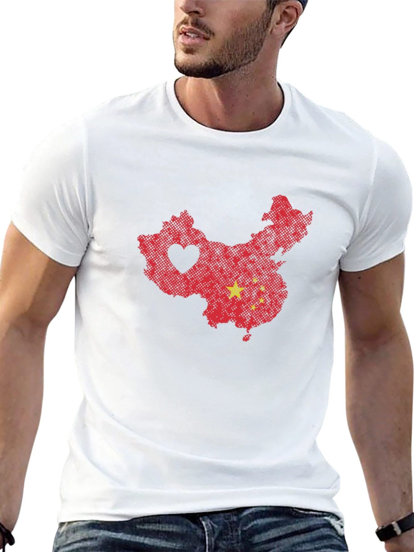 China Map Heart Graphic Tee - Novelty T-Shirt