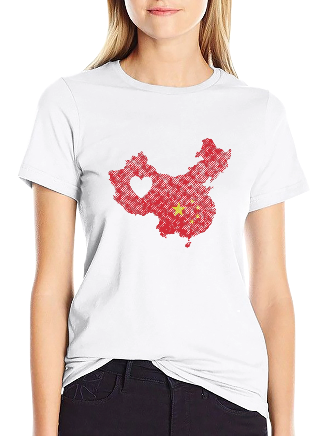 China Map Heart Graphic Tee - Novelty T-Shirt