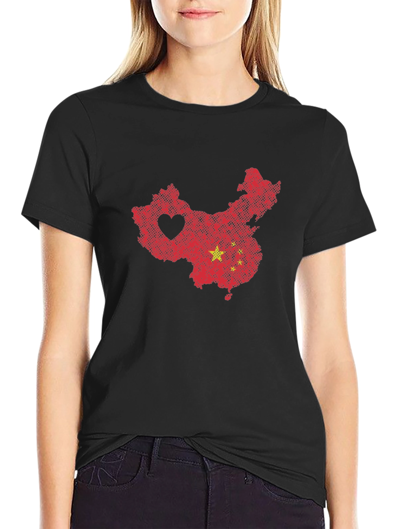China Map Heart Graphic Tee - Novelty T-Shirt