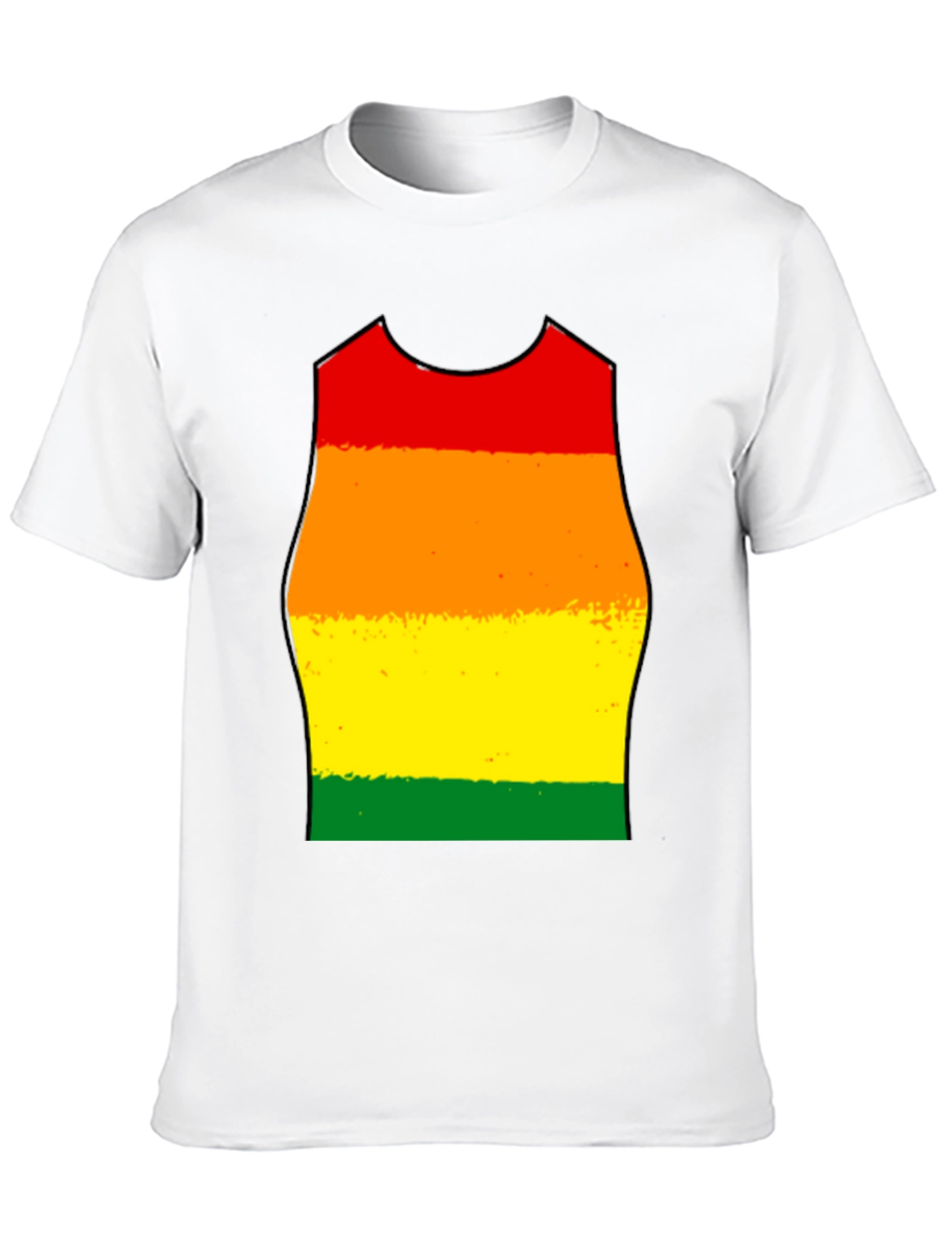 Rainbow Stripe Tank Top Graphic Tee - Black