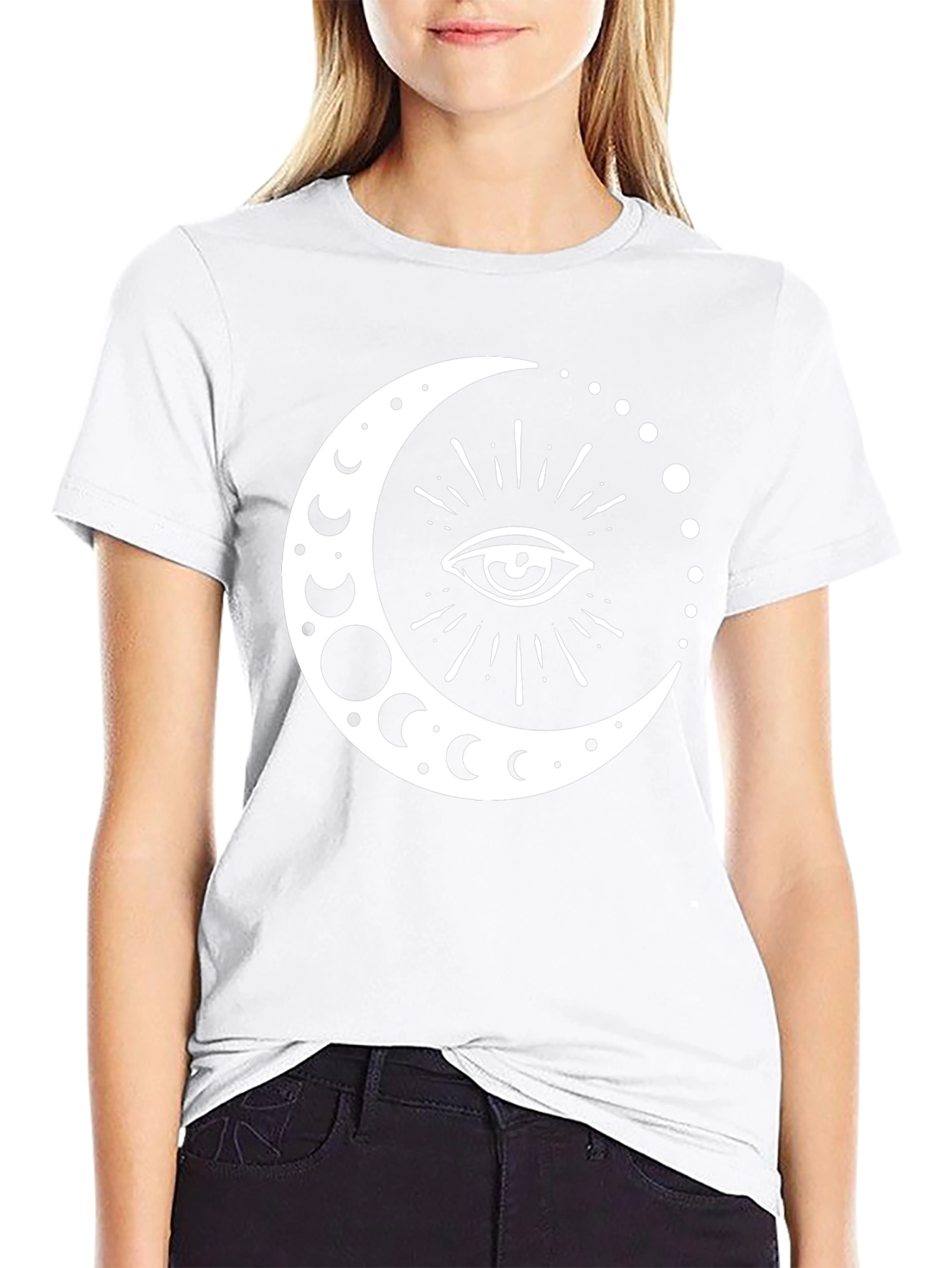 Mystic Moon Eye Graphic T-Shirt - Black Cotton