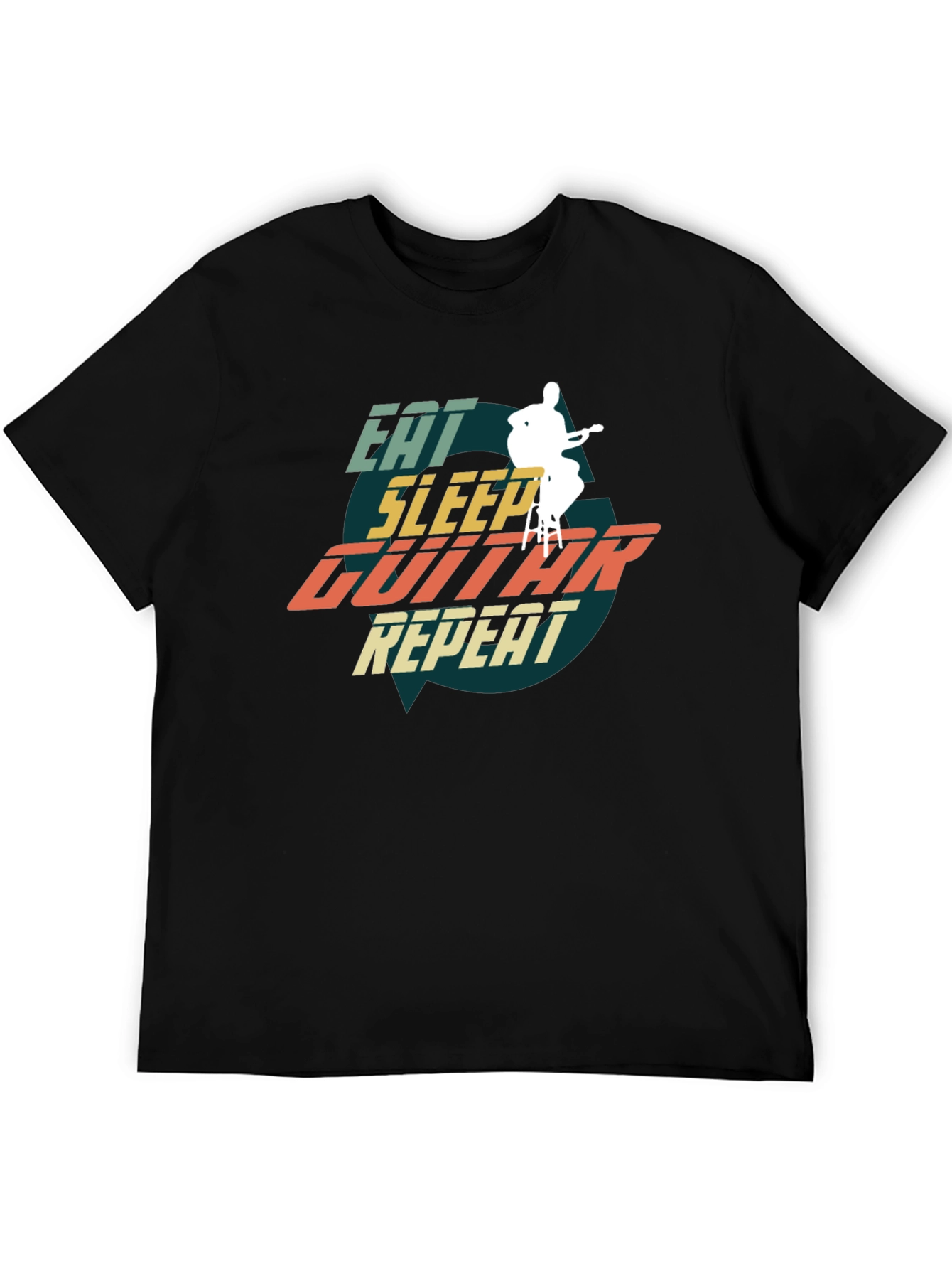 Eat Sleep Guitar Repeat Graphic Tee - Musician T-Shirt