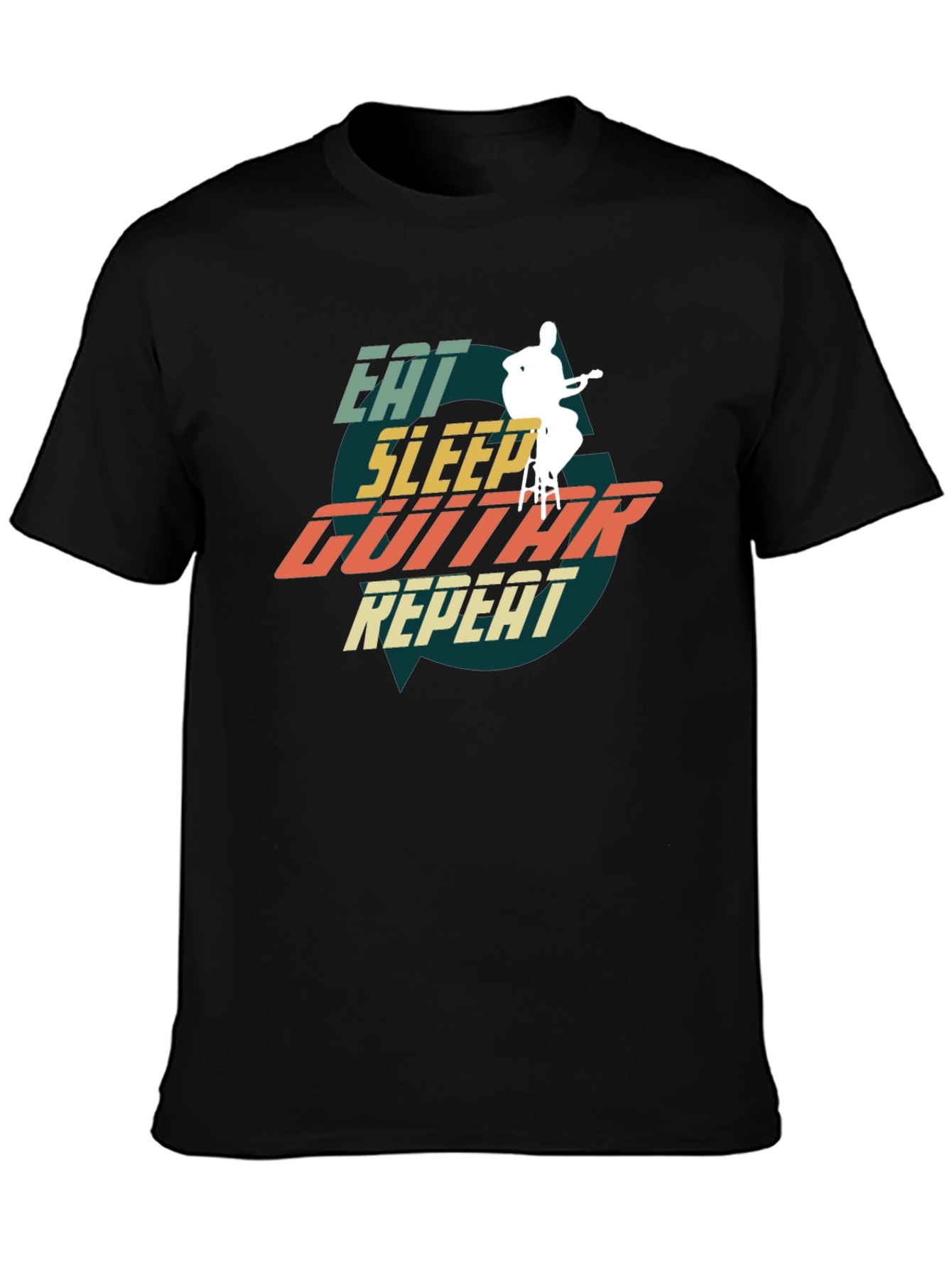 Eat Sleep Guitar Repeat Graphic Tee - Musician T-Shirt