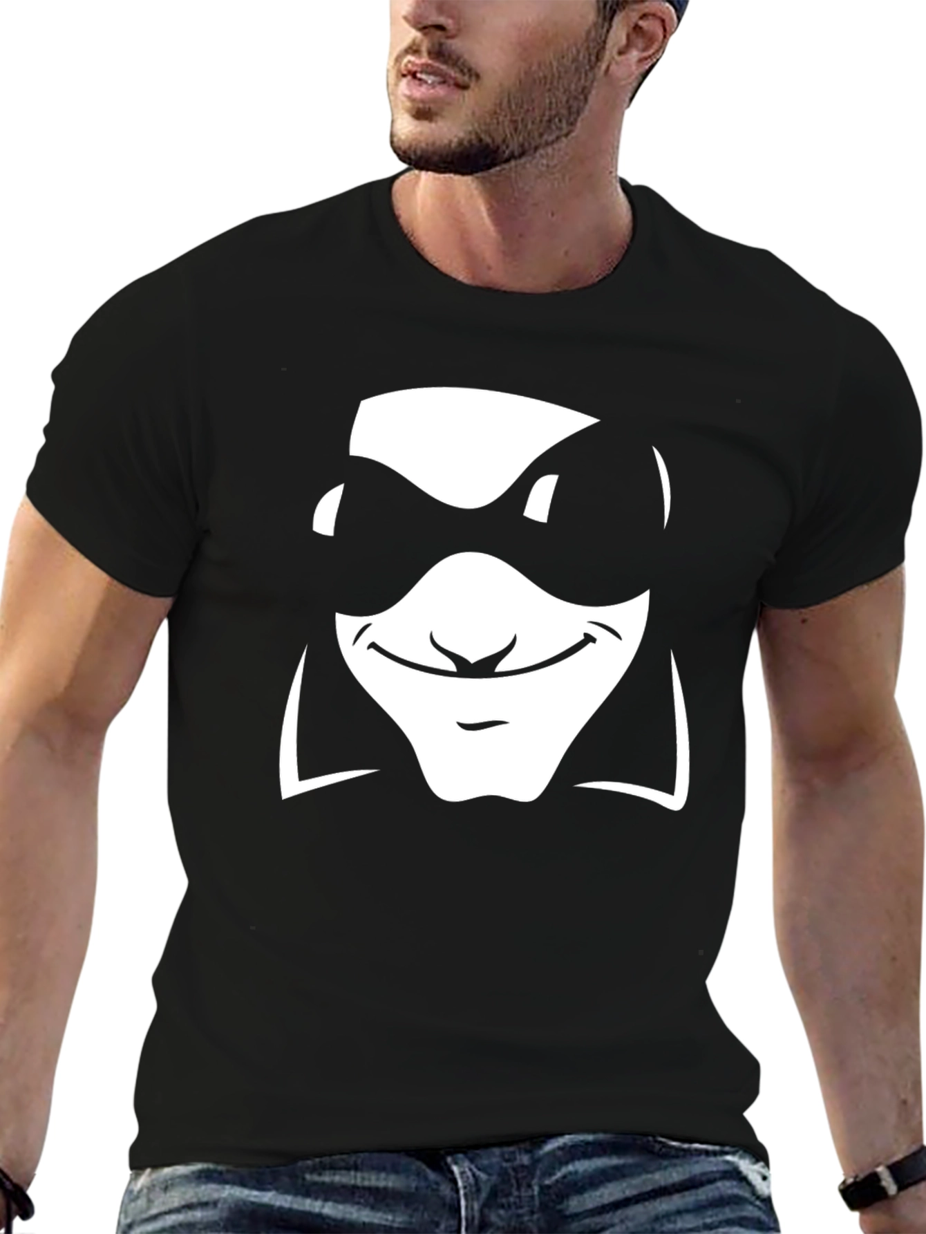Cool Character Graphic Tee - Black Cotton Blend
