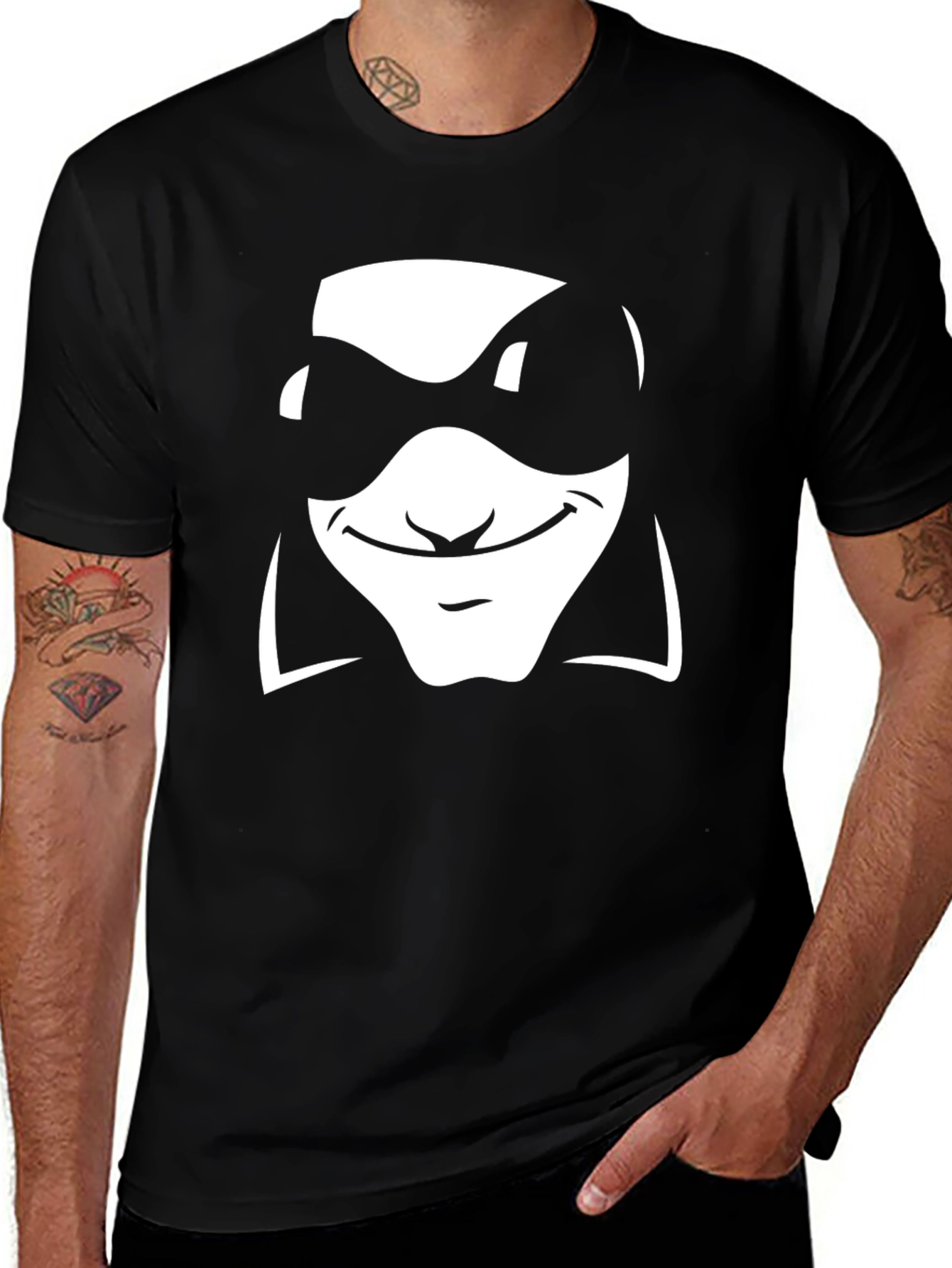 Cool Character Graphic Tee - Black Cotton Blend