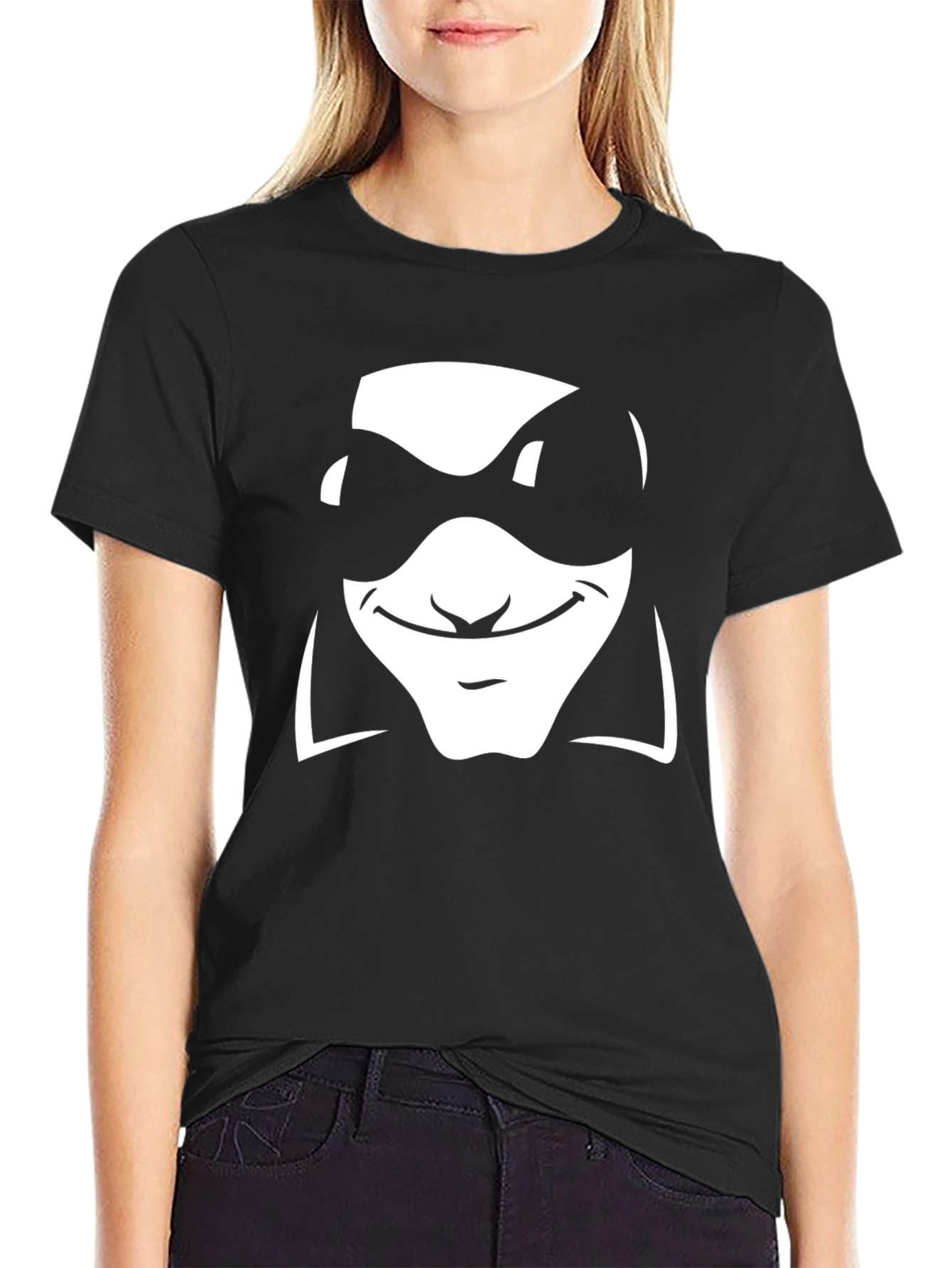 Cool Character Graphic Tee - Black Cotton Blend
