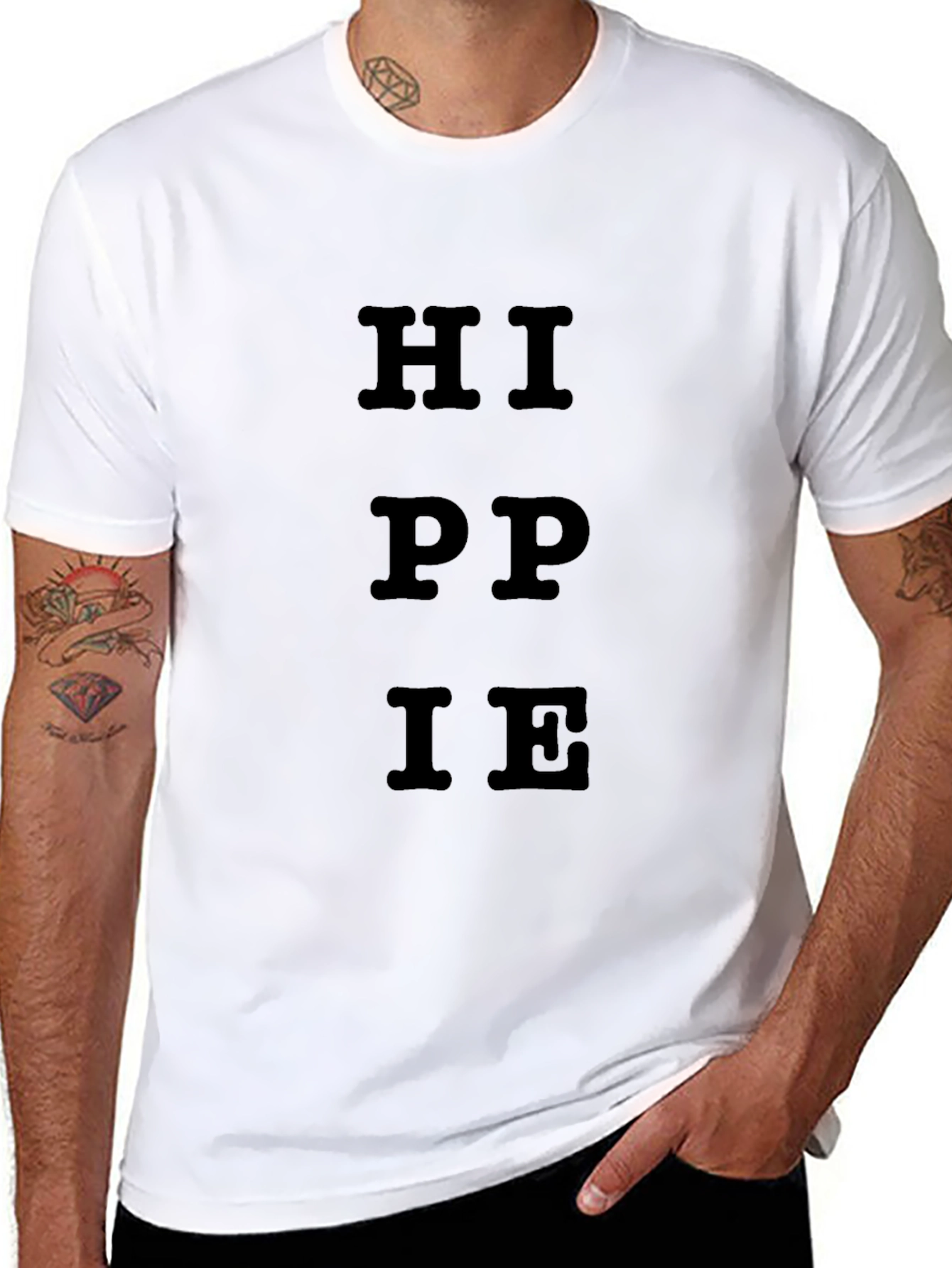 Hippie Graphic Black Cotton T-Shirt