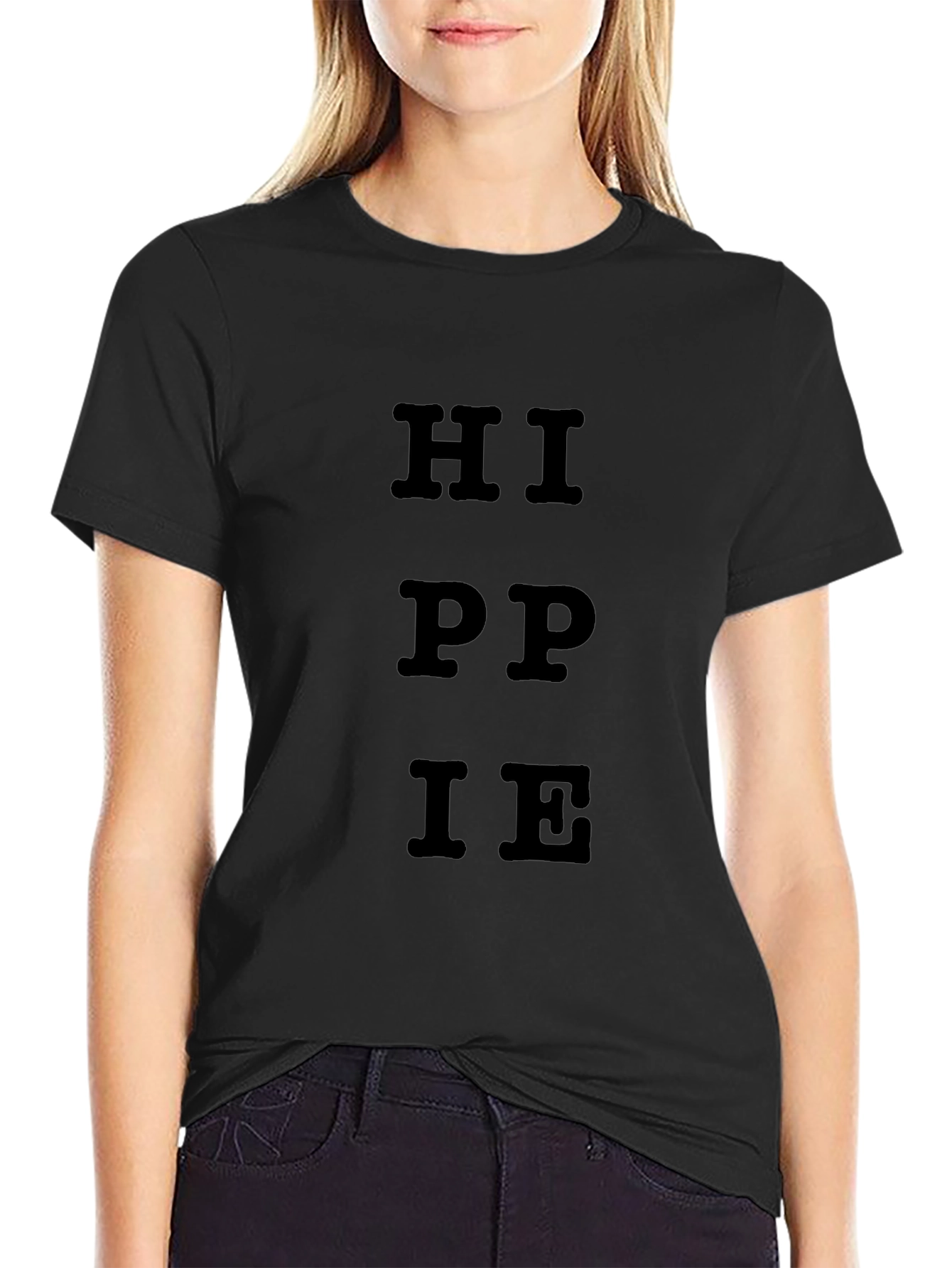 Hippie Graphic Black Cotton T-Shirt