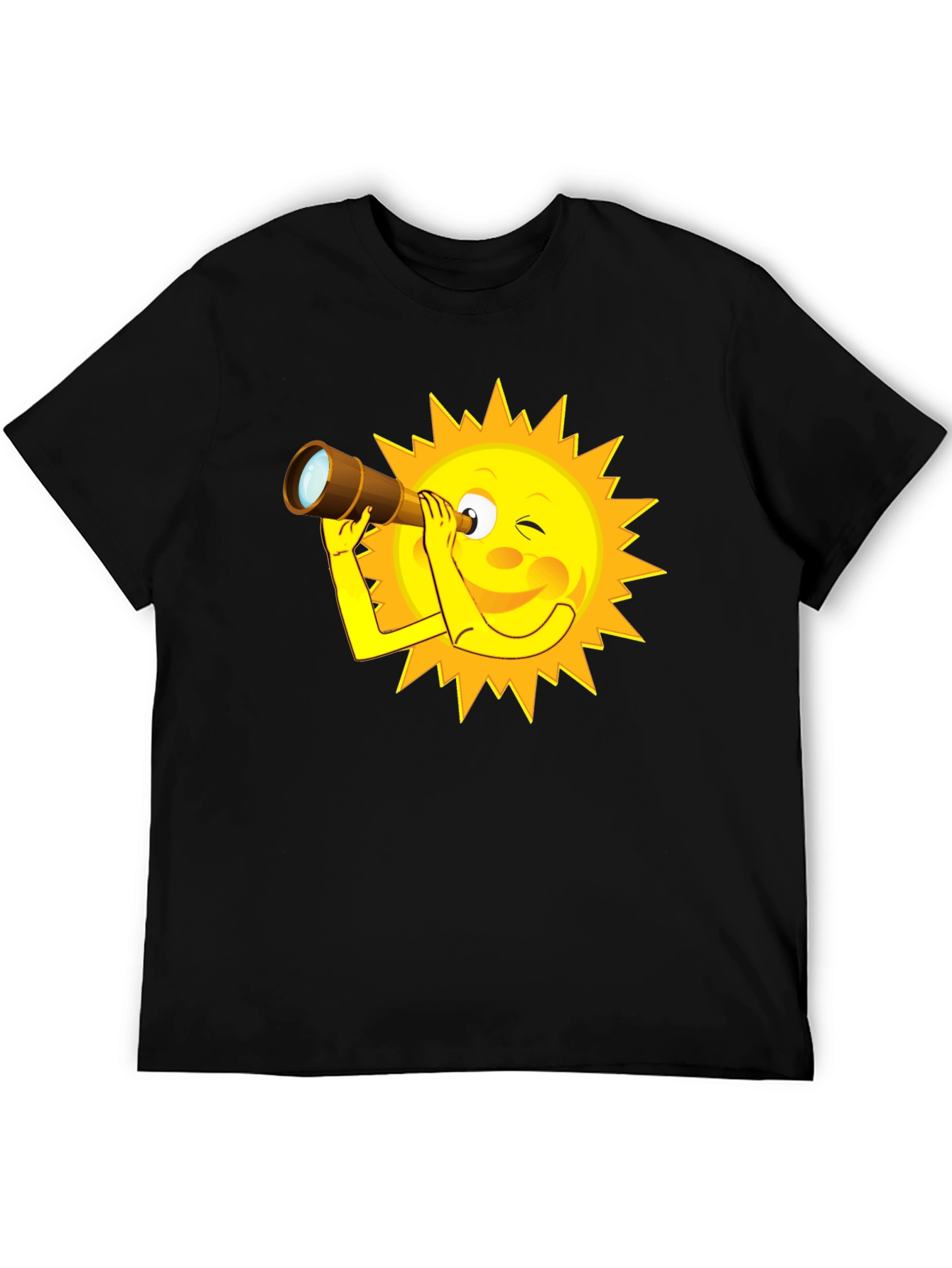 Sun Cartoon Telescope Graphic T-Shirt