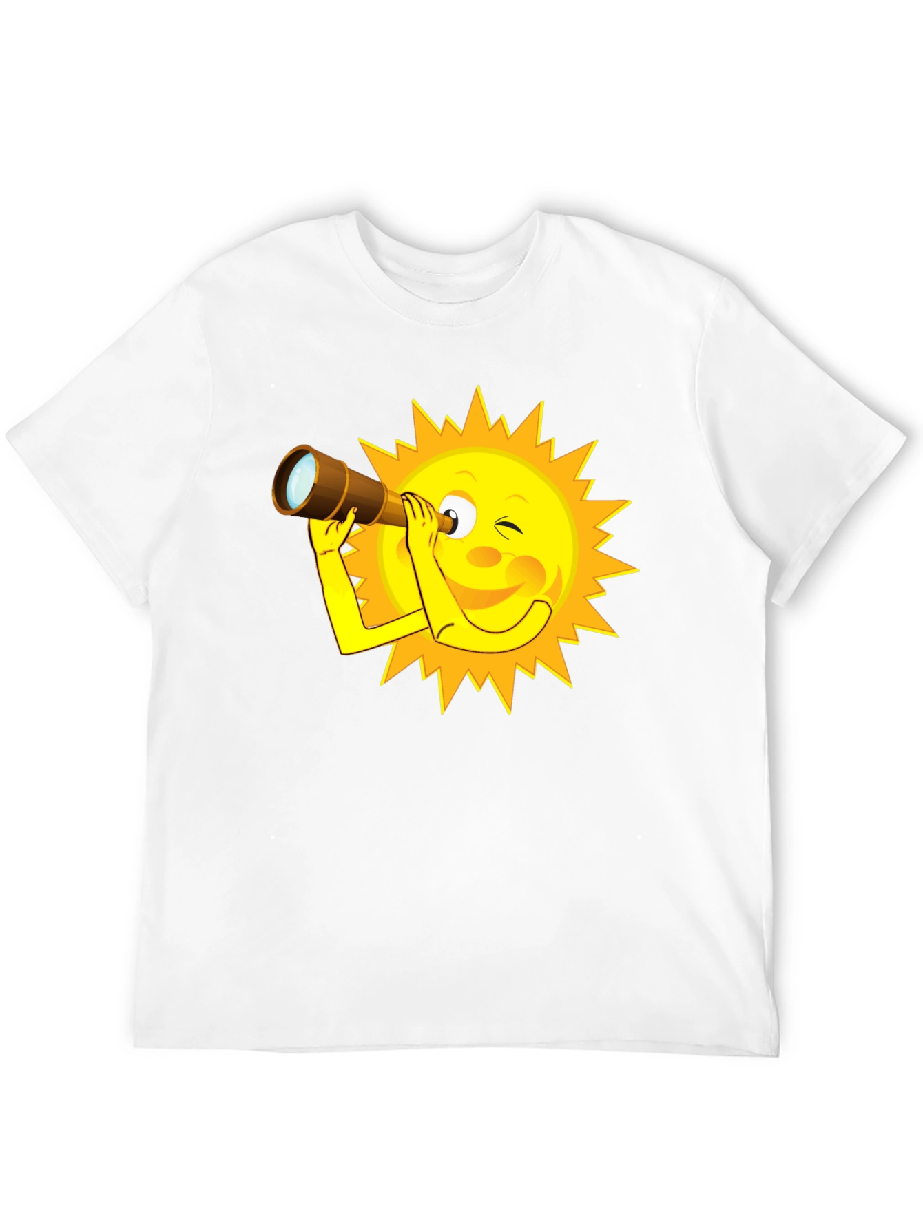Sun Cartoon Telescope Graphic T-Shirt