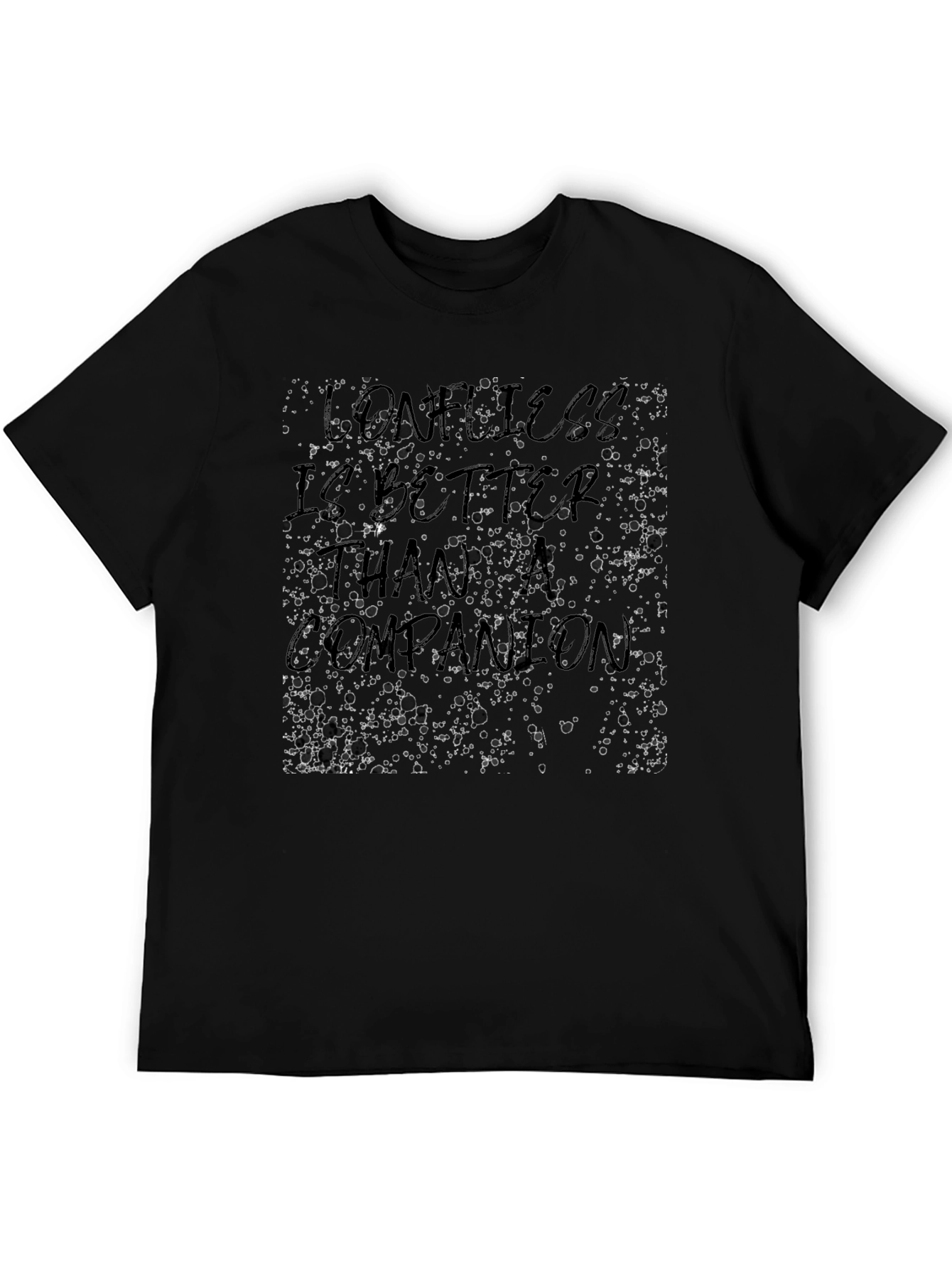 Unique Loneliness Graphic Black T-Shirt