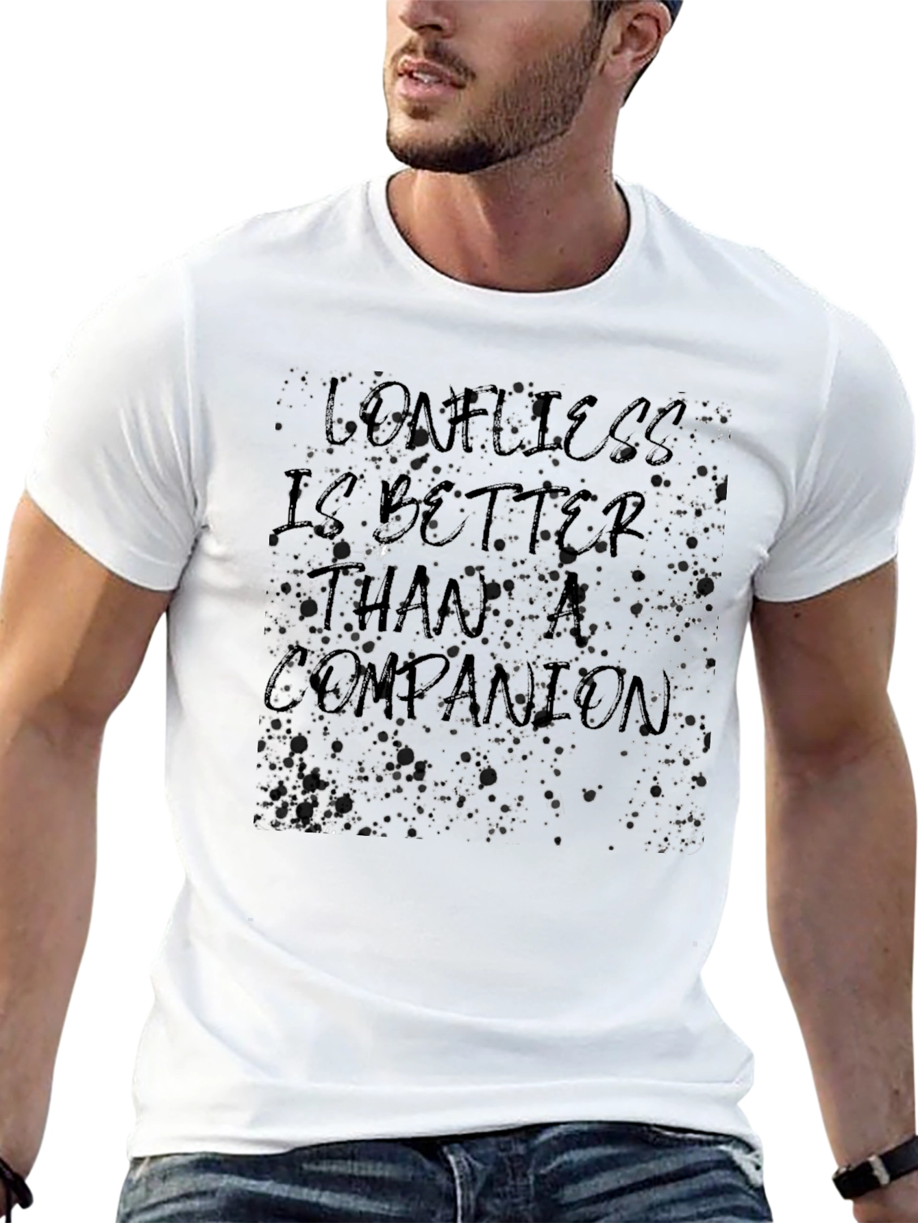Unique Loneliness Graphic Black T-Shirt