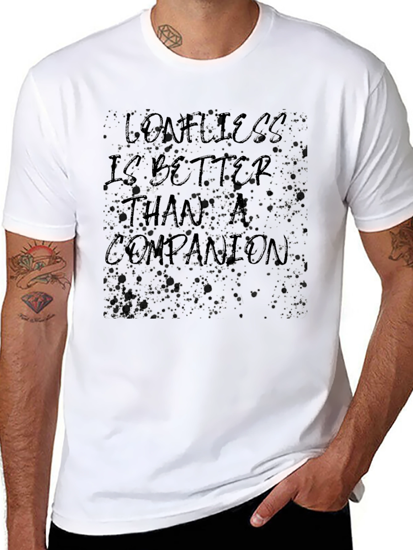 Unique Loneliness Graphic Black T-Shirt