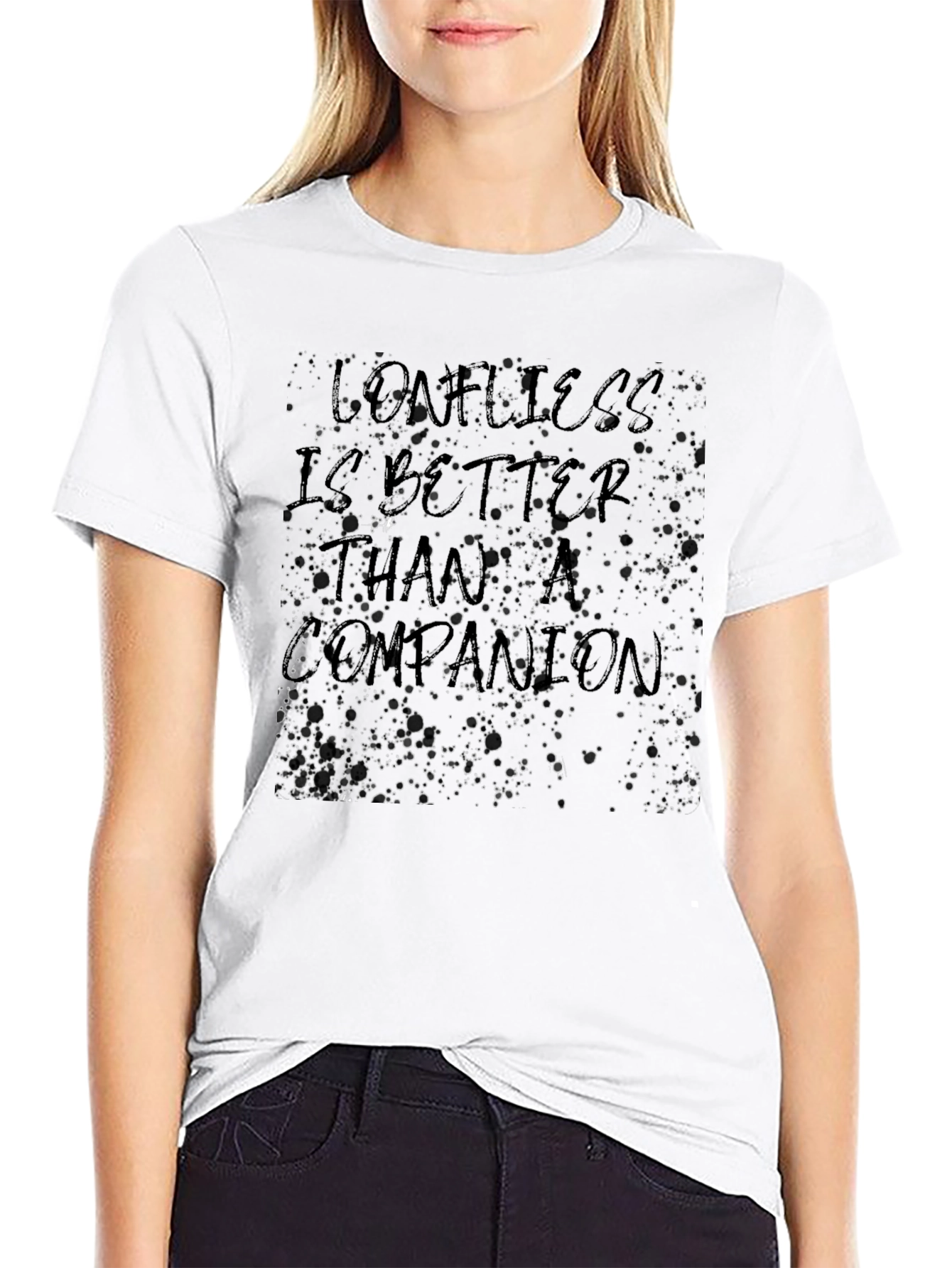 Unique Loneliness Graphic Black T-Shirt