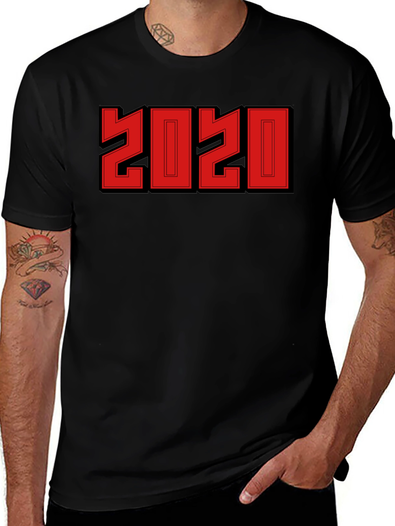 2020 Retro Style Graphic Tee - Black