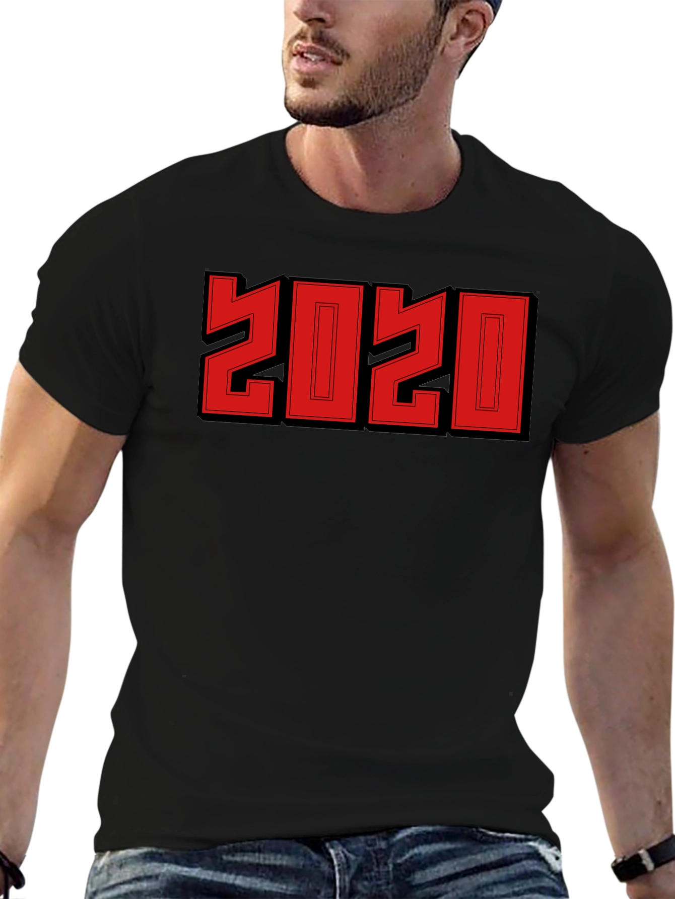 2020 Retro Style Graphic Tee - Black
