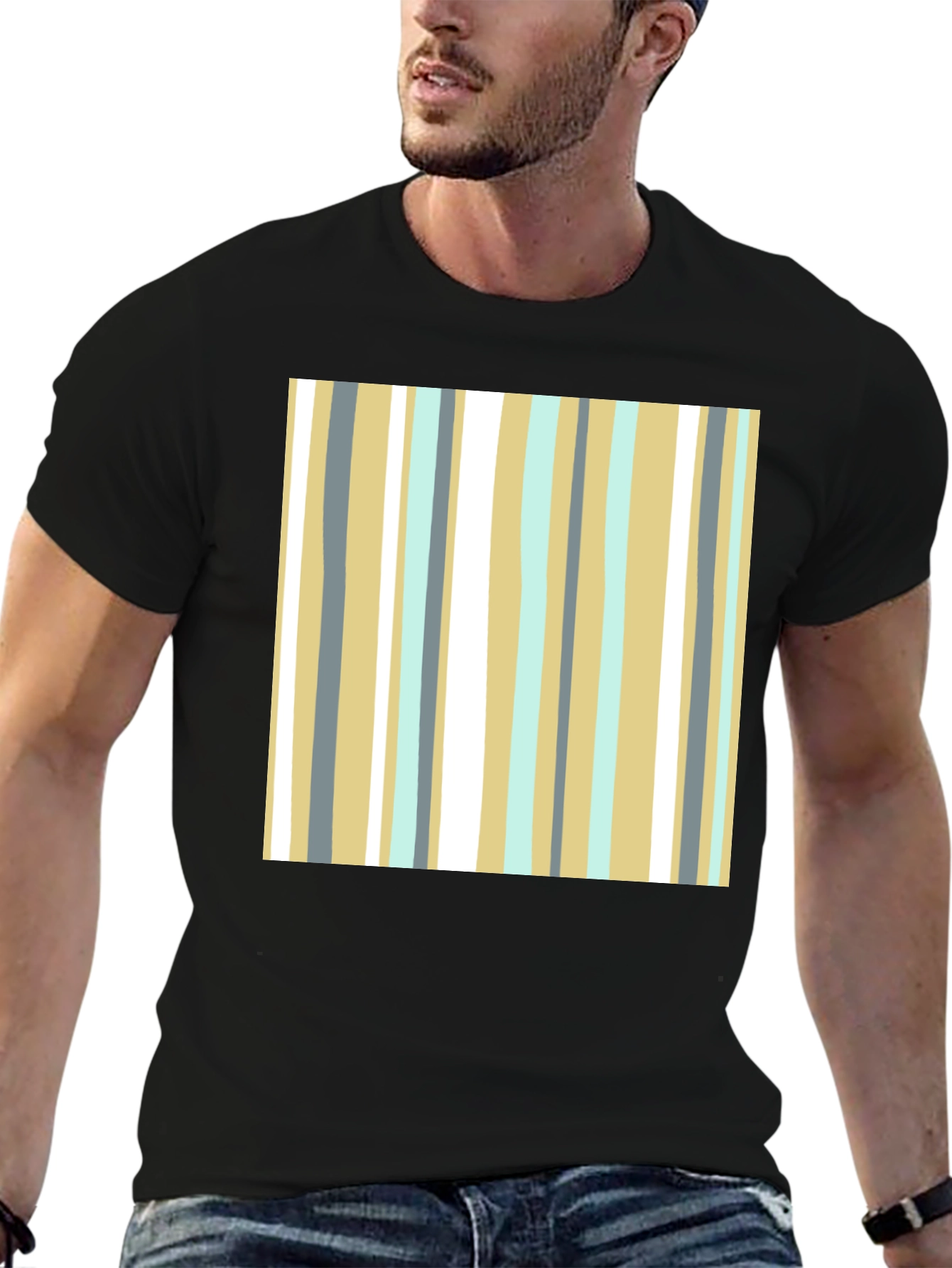 Striped Pattern Black T-Shirt