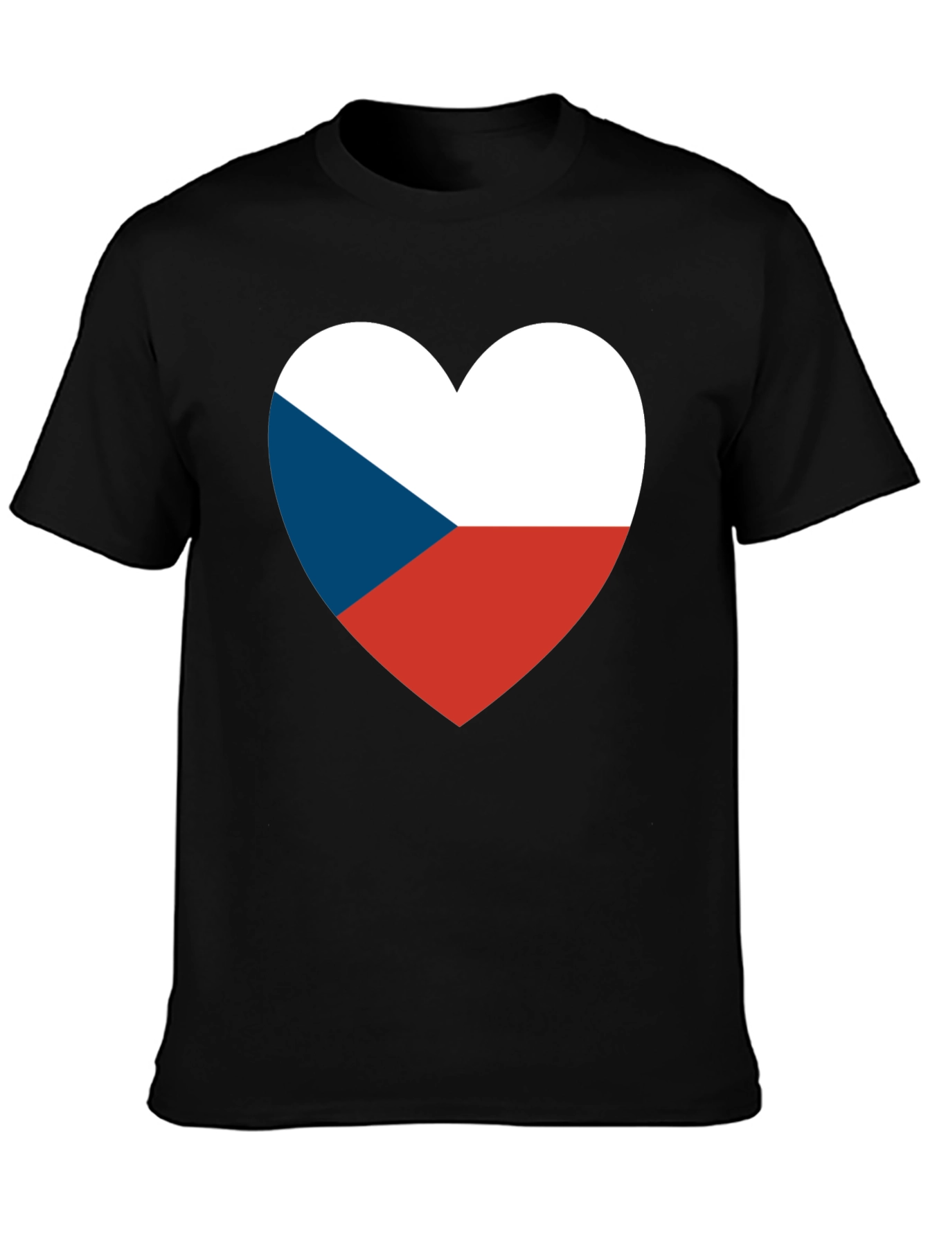 Czech Republic Flag Heart T-Shirt - Black