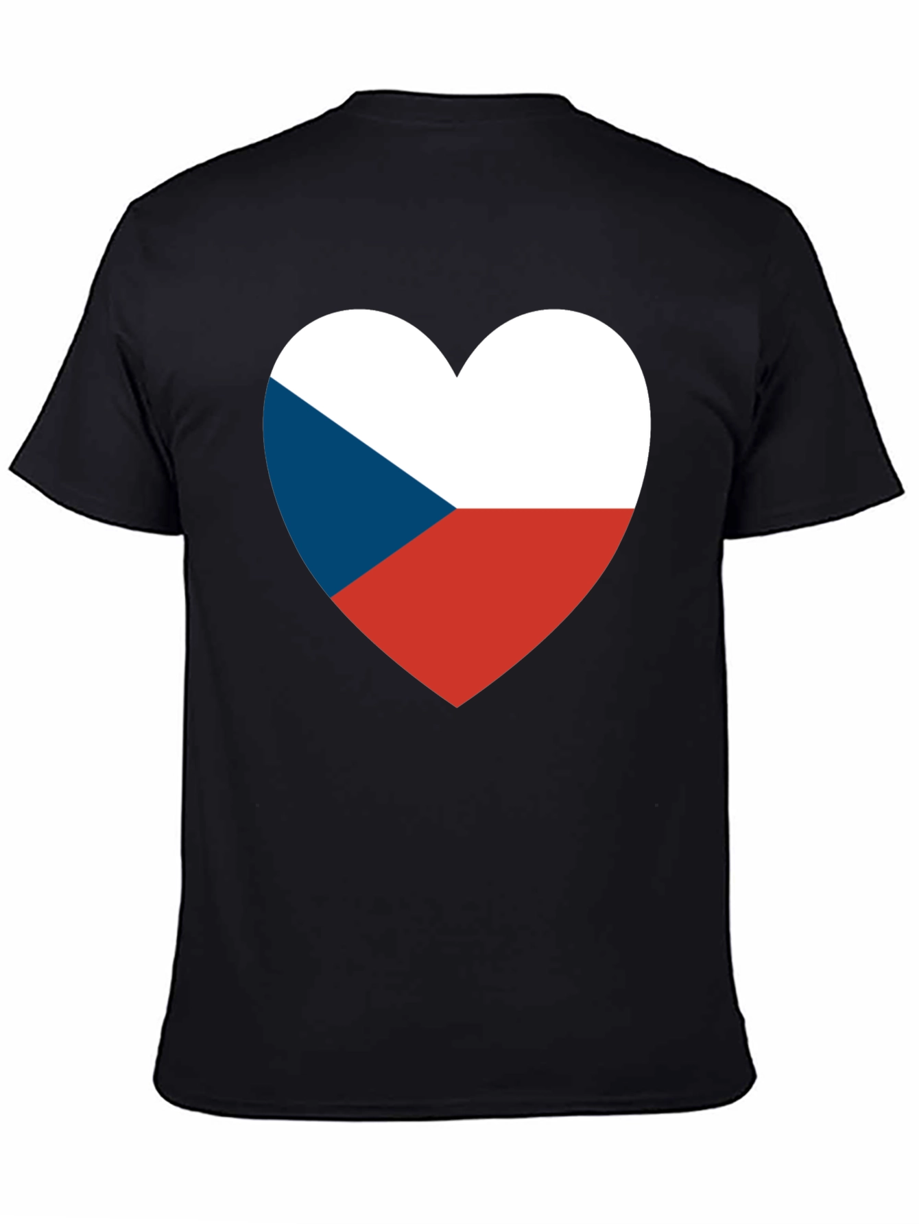 Czech Republic Flag Heart T-Shirt - Black